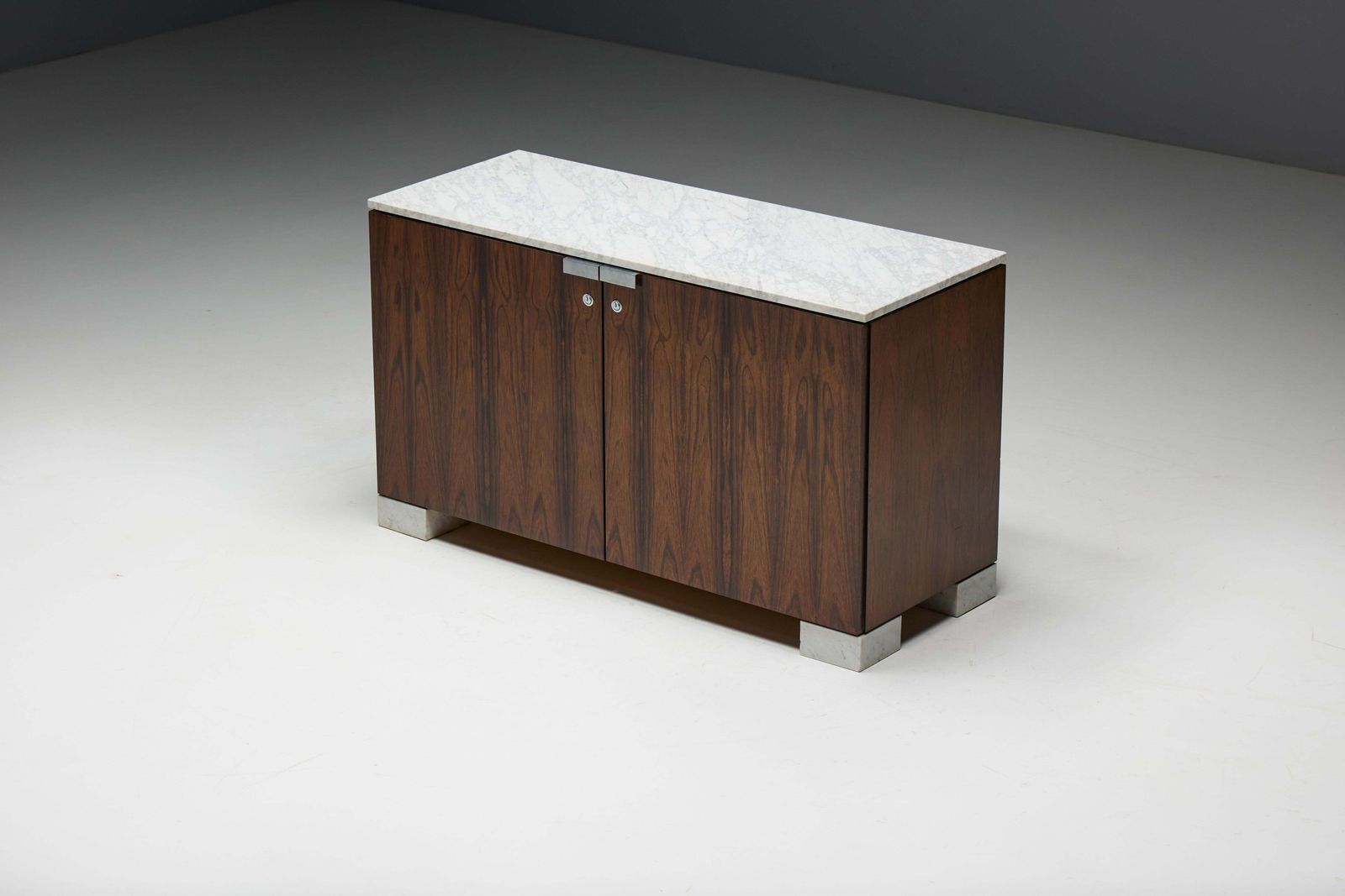 Carrara Marble And Rosewood Cabinet By Alfred Hendrickx, Belgium, 1960s photo furniture