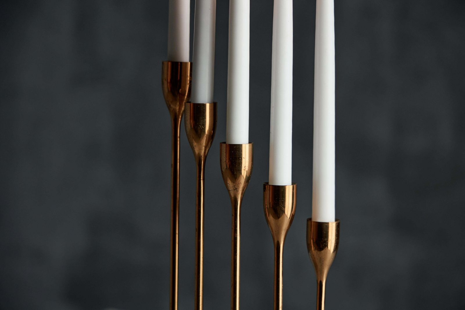 Elegant Brass Candle Holder Set, Denmark, 1960s photo Home Decor