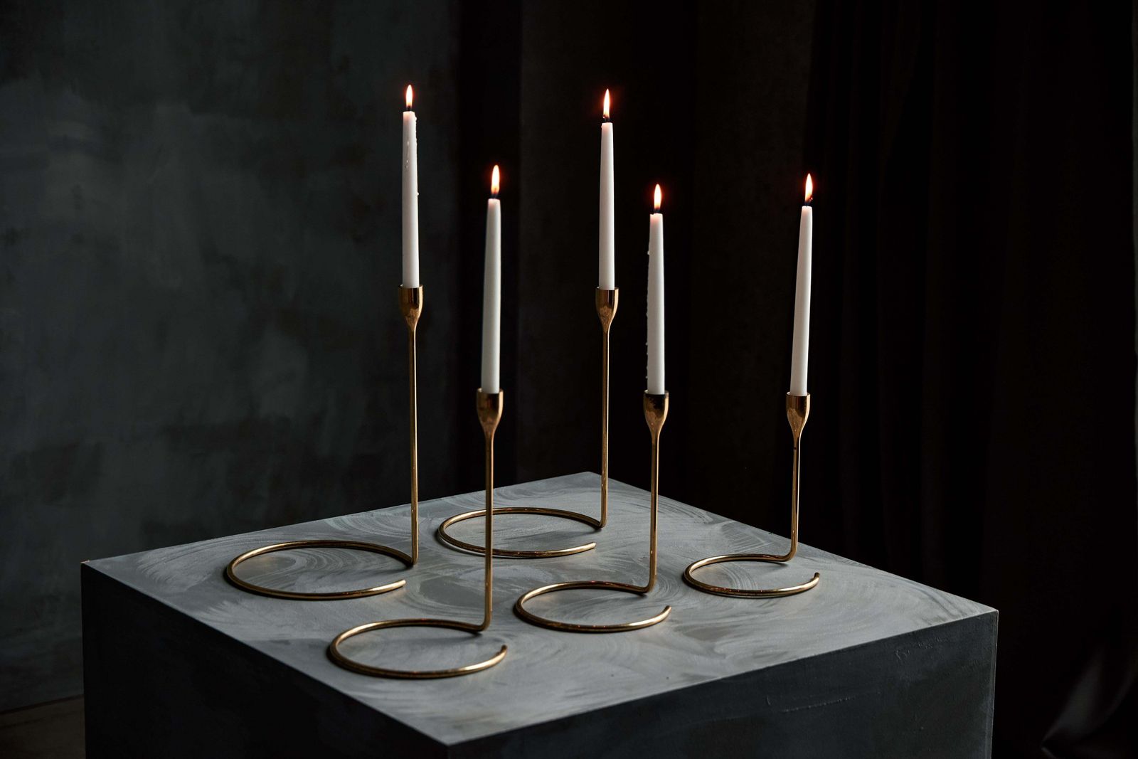 Elegant Brass Candle Holder Set, Denmark, 1960s photo vinterior