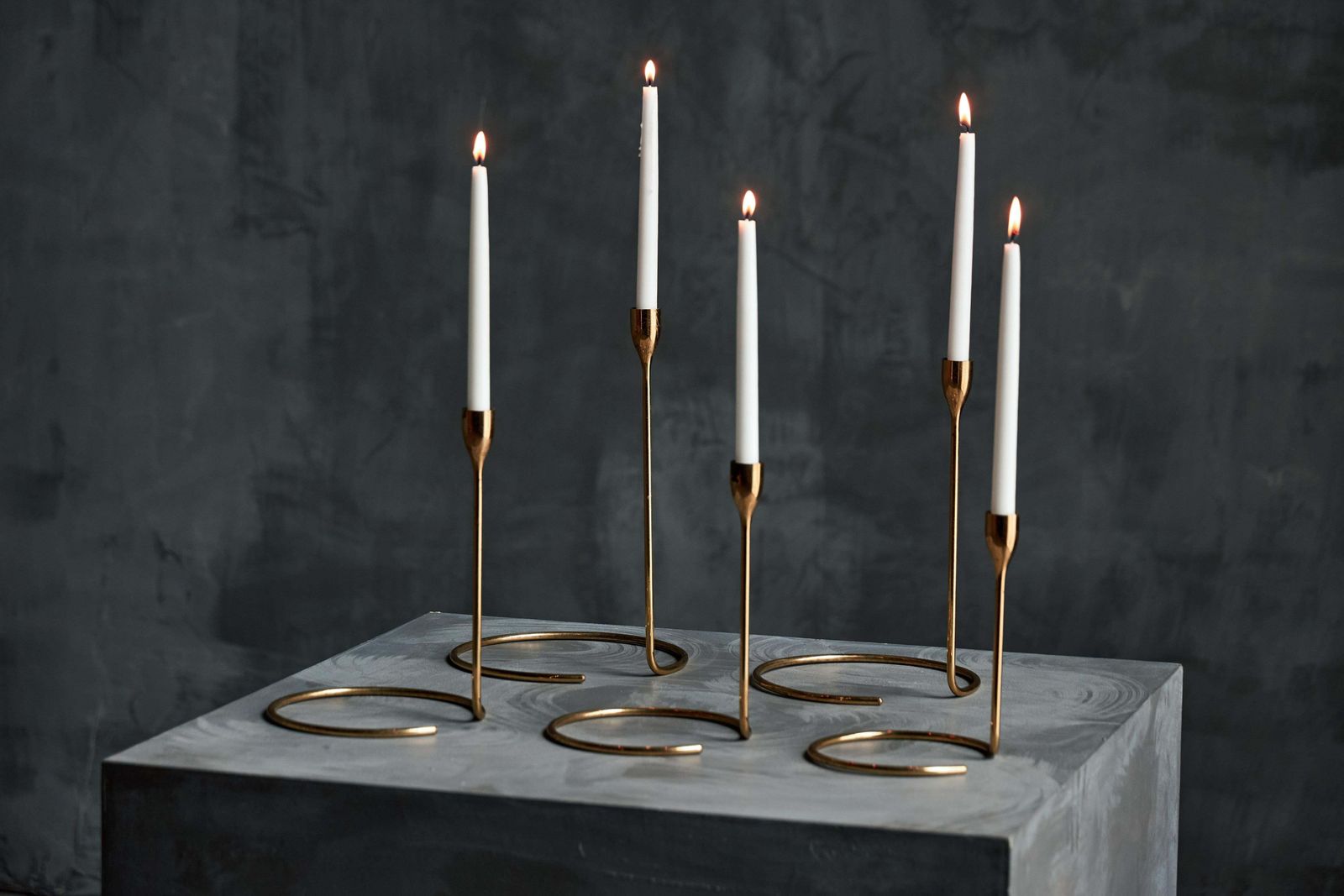 Elegant Brass Candle Holder Set, Denmark, 1960s photo buy