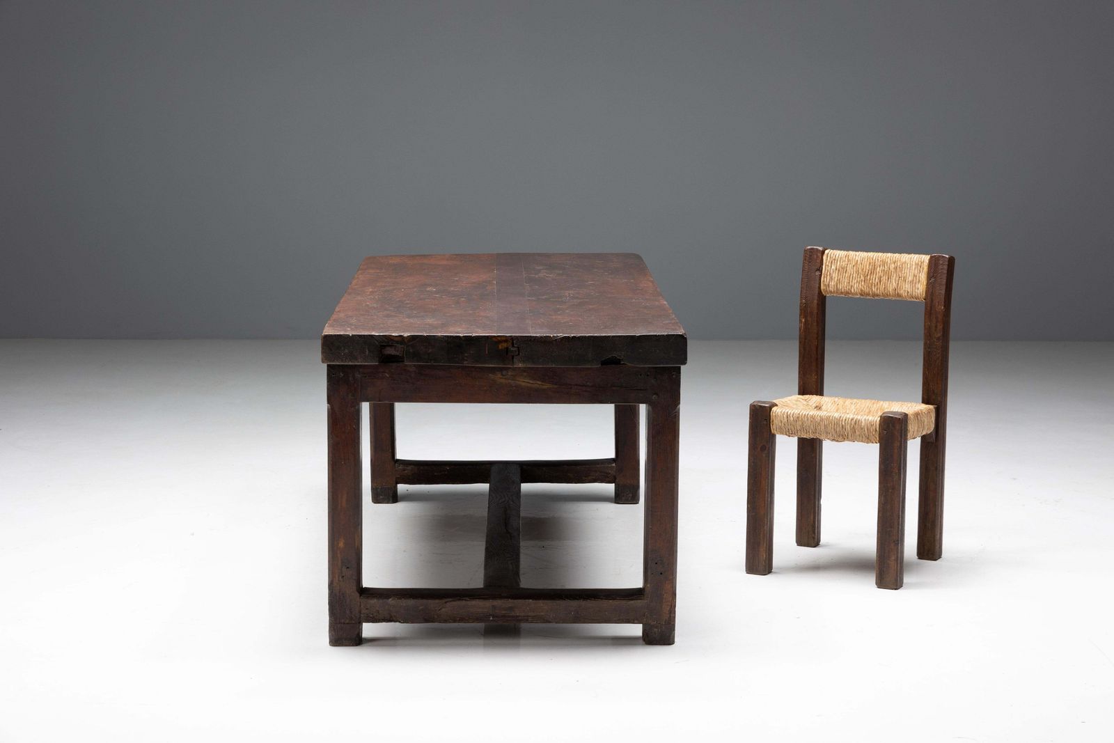 Brutalist Art Populaire Dining Table, France, 19th Century photo vintage