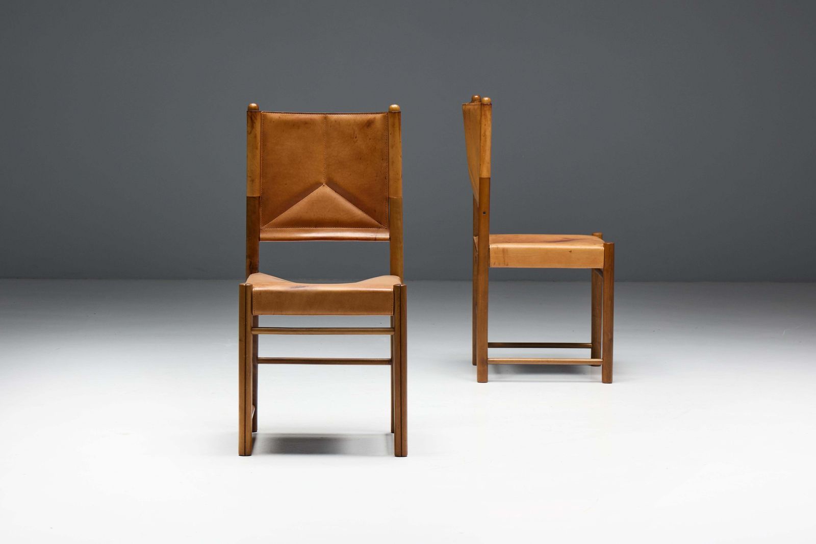 Cognac Leather Dining Chairs, Italy, 1960s photo 1622.0