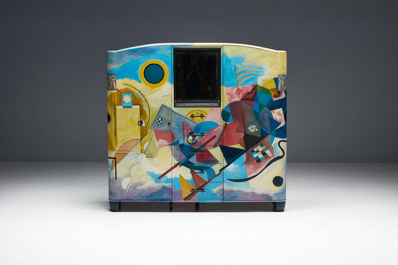 Art Deco Buffet Painted In The Style Of Kandinsky, Belgium, 1980s photo furniture
