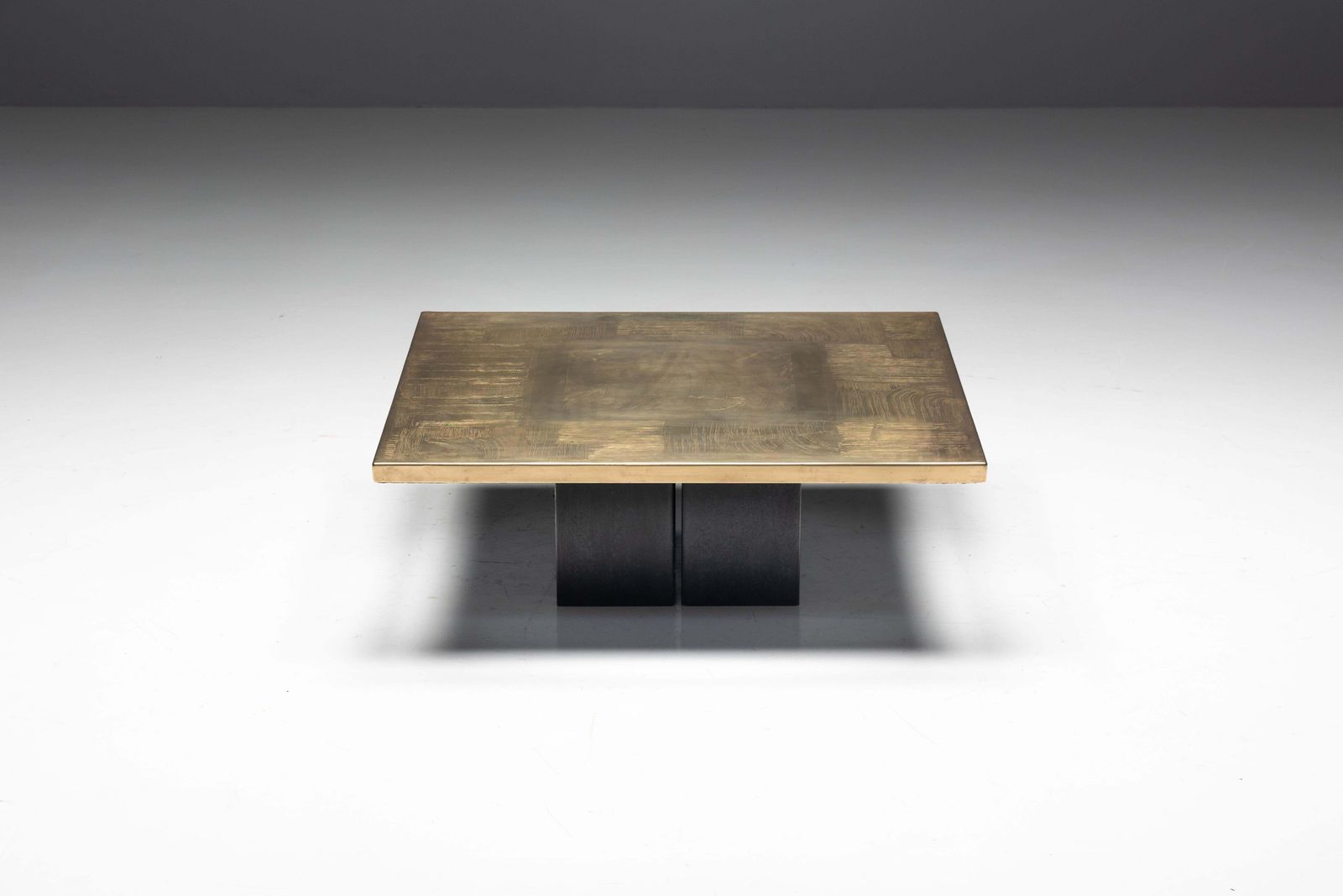 Brass Etched Coffee Table By Christian Heckscher, Belgium, 1970s photo Furniture