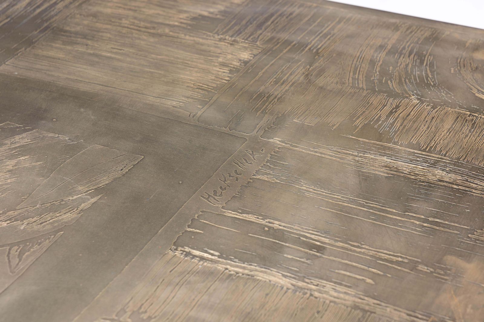 Brass Etched Coffee Table By Christian Heckscher, Belgium, 1970s photo buy