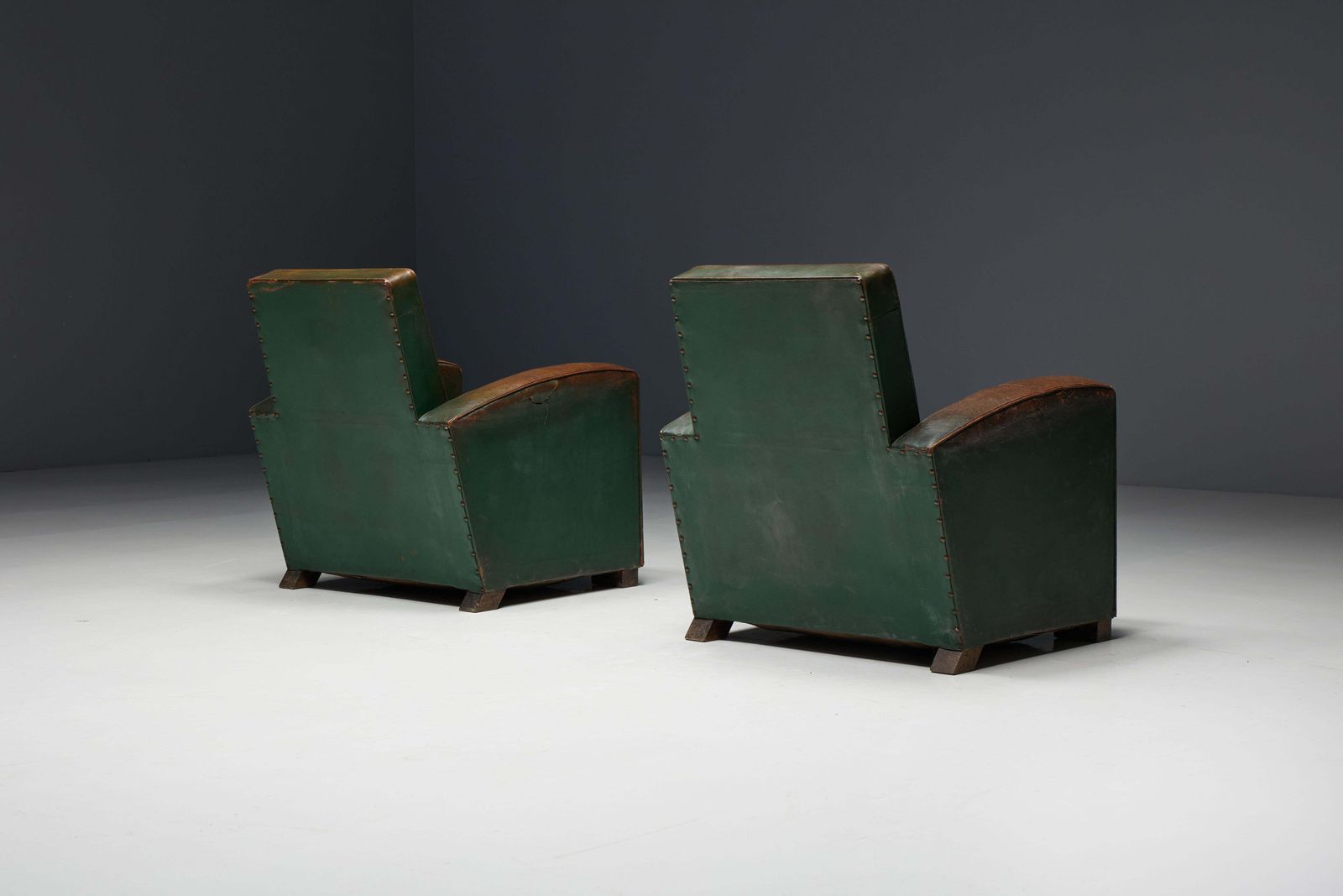 Art Deco Leather Club Chairs, France, 1930s photo furniture