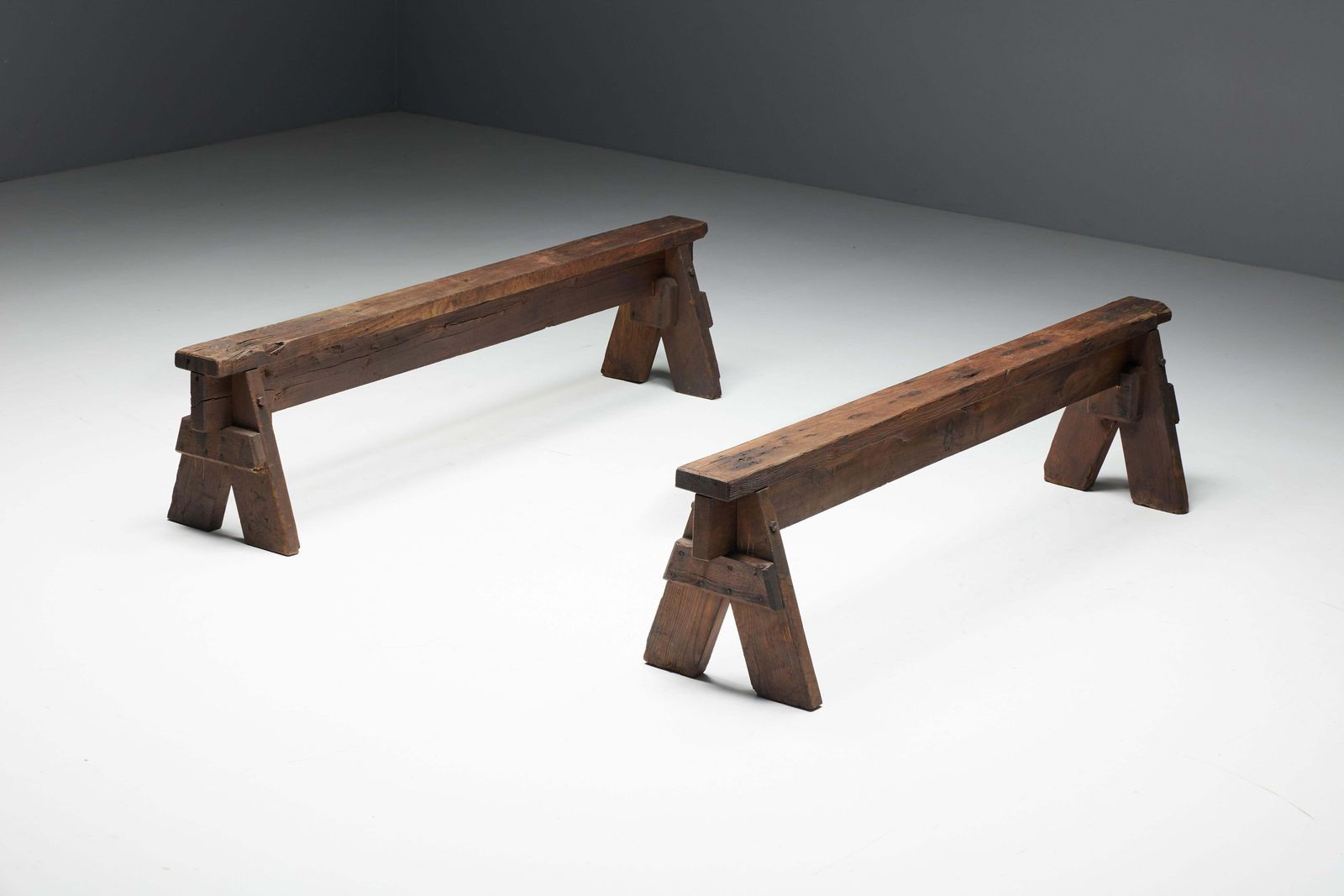 Brutalist Folk Art Benches, France, 19th Century photo buy