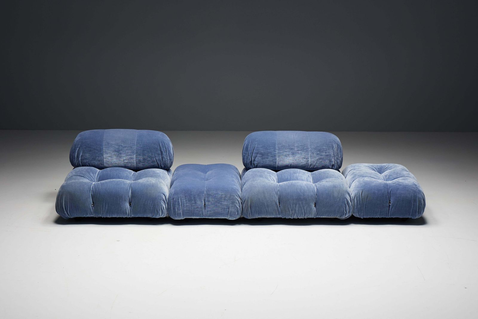 Blue Velvet Camaleonda Sofa By Mario Bellini For B&B Italia, Italy, 1970s photo for sale