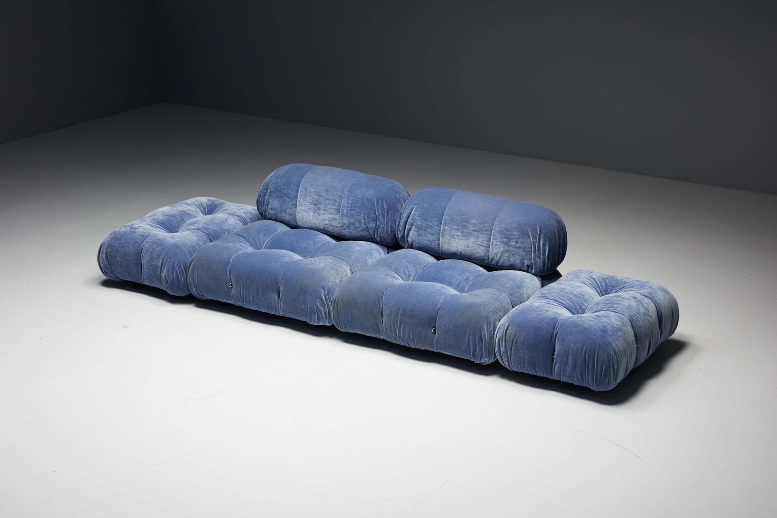 Blue Velvet Camaleonda Sofa By Mario Bellini For B&B Italia, Italy, 1970s photo vintage