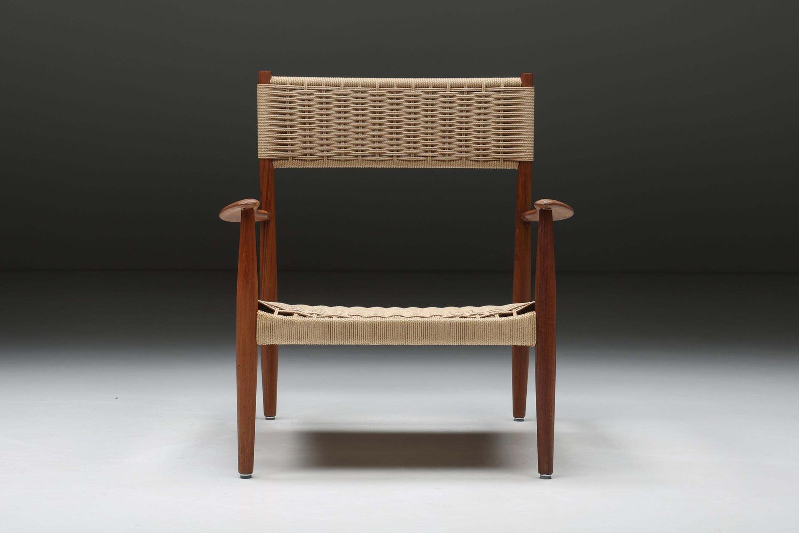 Scandinavian Wooden Armchair With Cord Webbing, 1960s photo 1563.0