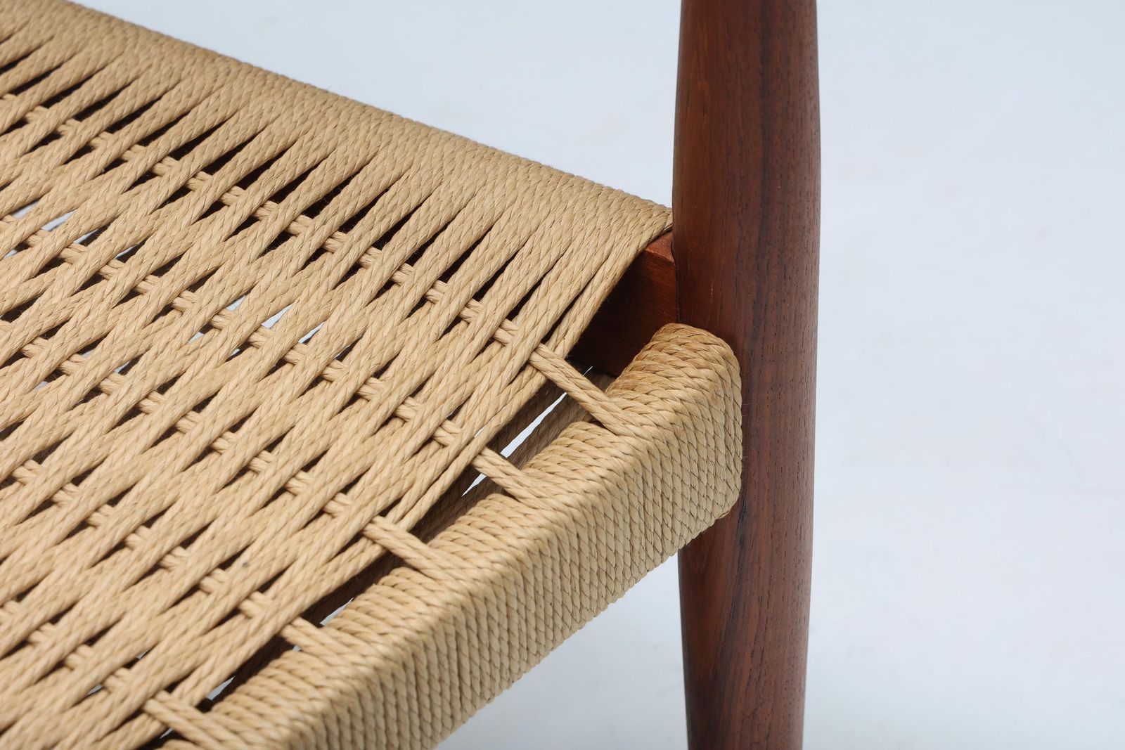 photo for sale Scandinavian Wooden Armchair With Cord Webbing, 1960s
