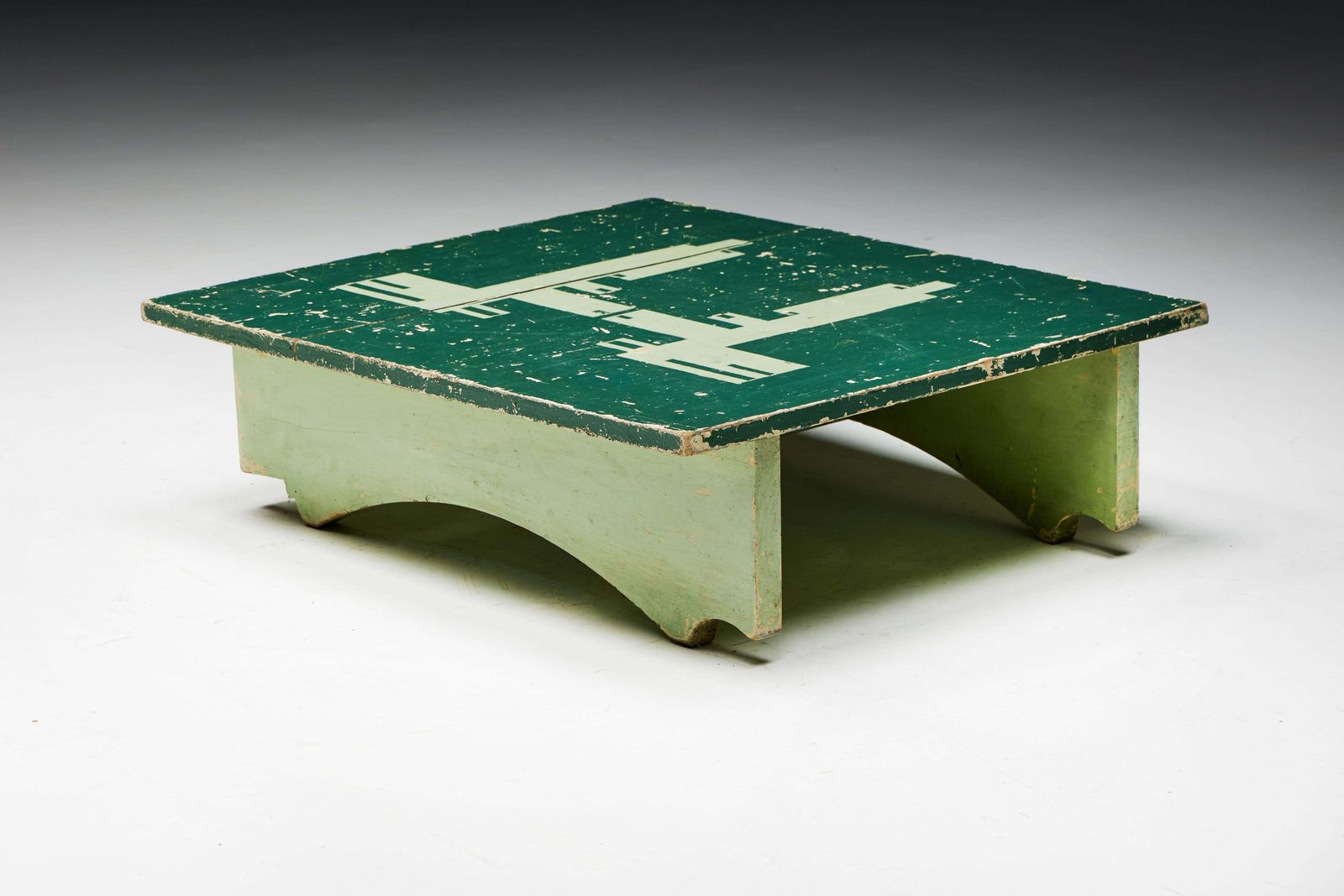 Green Art Populaire Side Table, France, 19th Century photo vintage