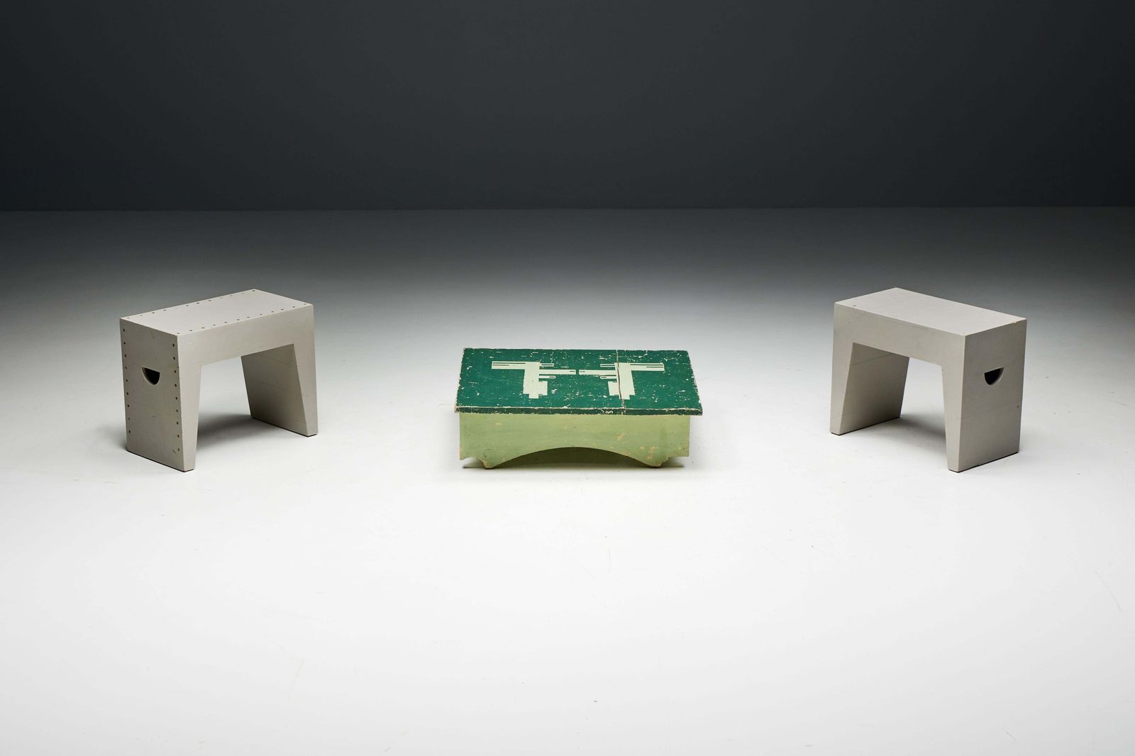 2770.0 Green Art Populaire Side Table, France, 19th Century photo