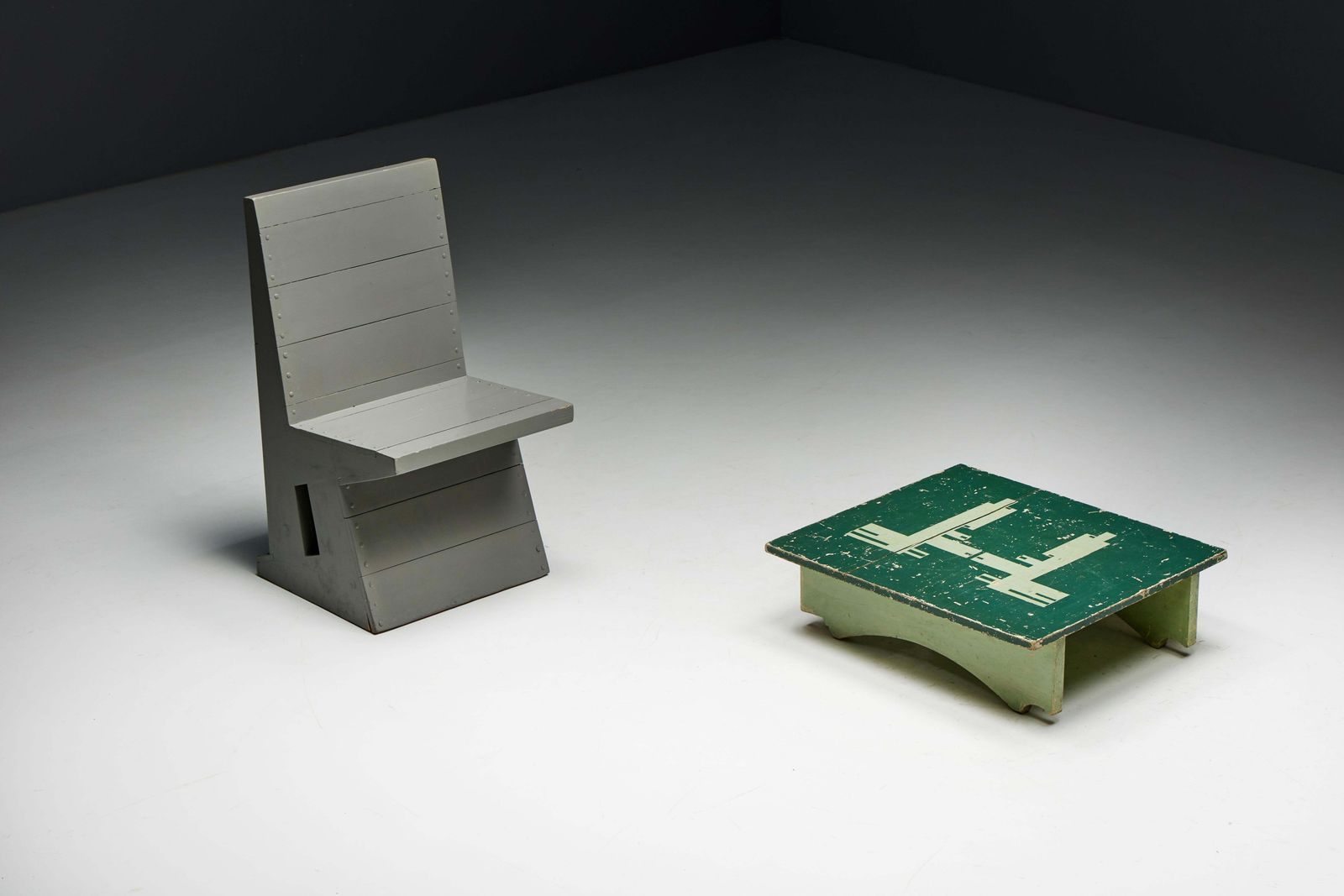 photo buy Green Art Populaire Side Table, France, 19th Century