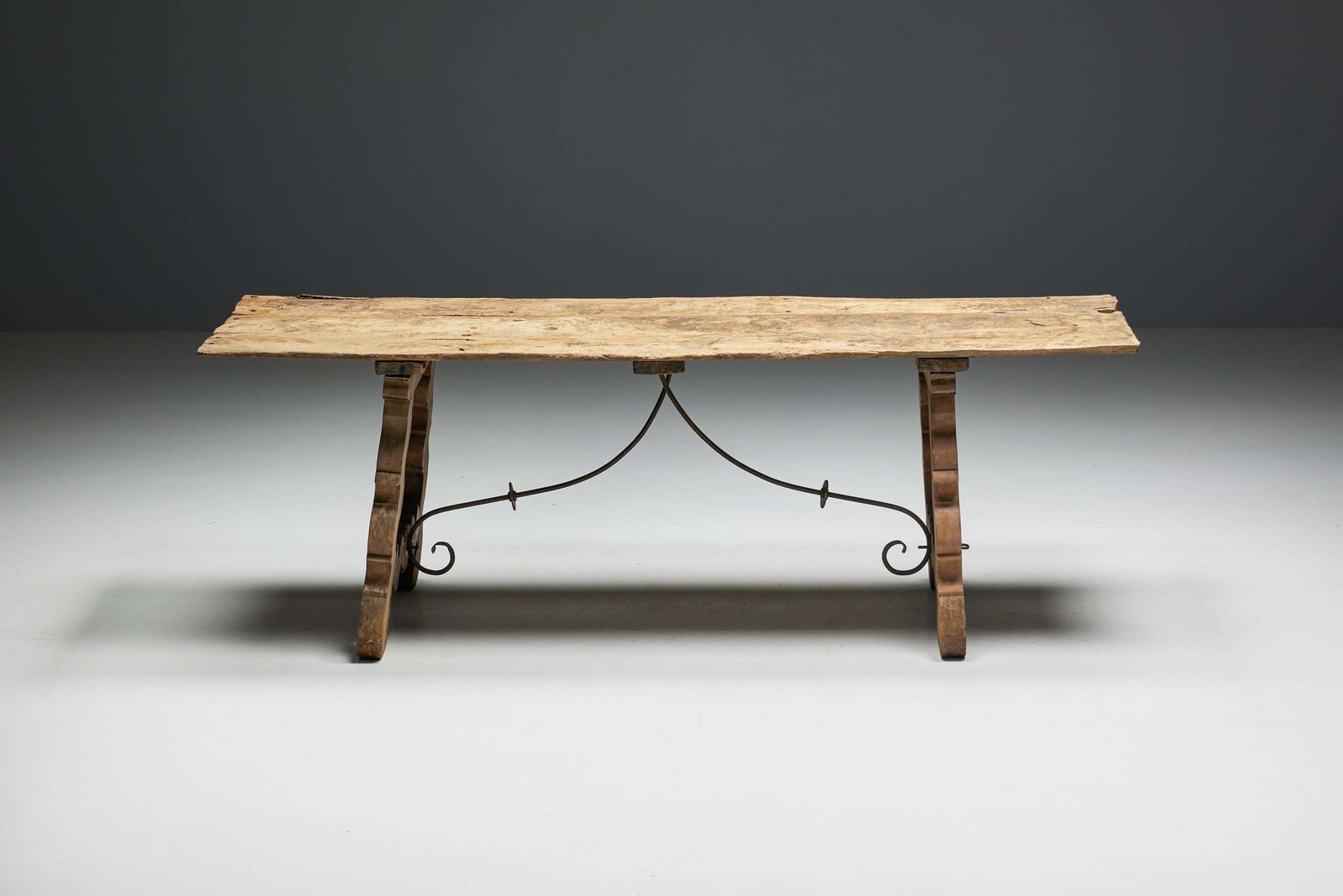Rustic Folk Art Trestle Table, Spain, 19th Century photo furniture