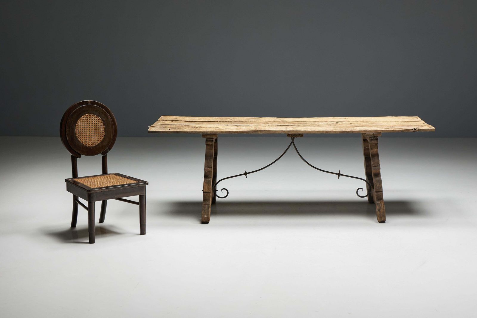 Rustic Folk Art Trestle Table, Spain, 19th Century photo 4511.0