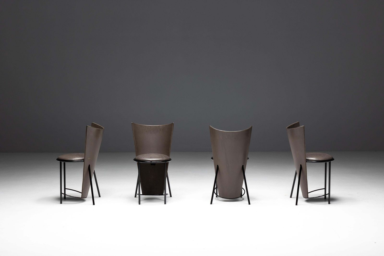 Sevilla Chairs By Frans Van Praet In Grey Leather, Belgium, 1990s photo 872.0