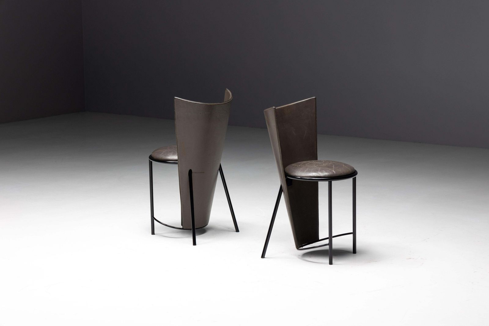 Sevilla Chairs By Frans Van Praet In Grey Leather, Belgium, 1990s photo vintage