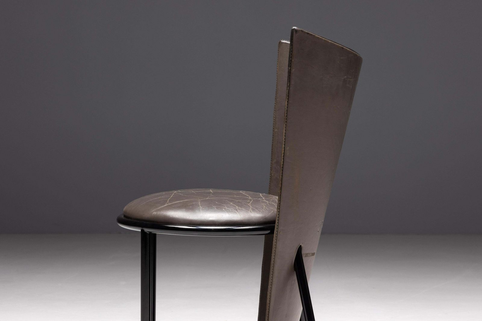 photo for sale Sevilla Chairs By Frans Van Praet In Grey Leather, Belgium, 1990s