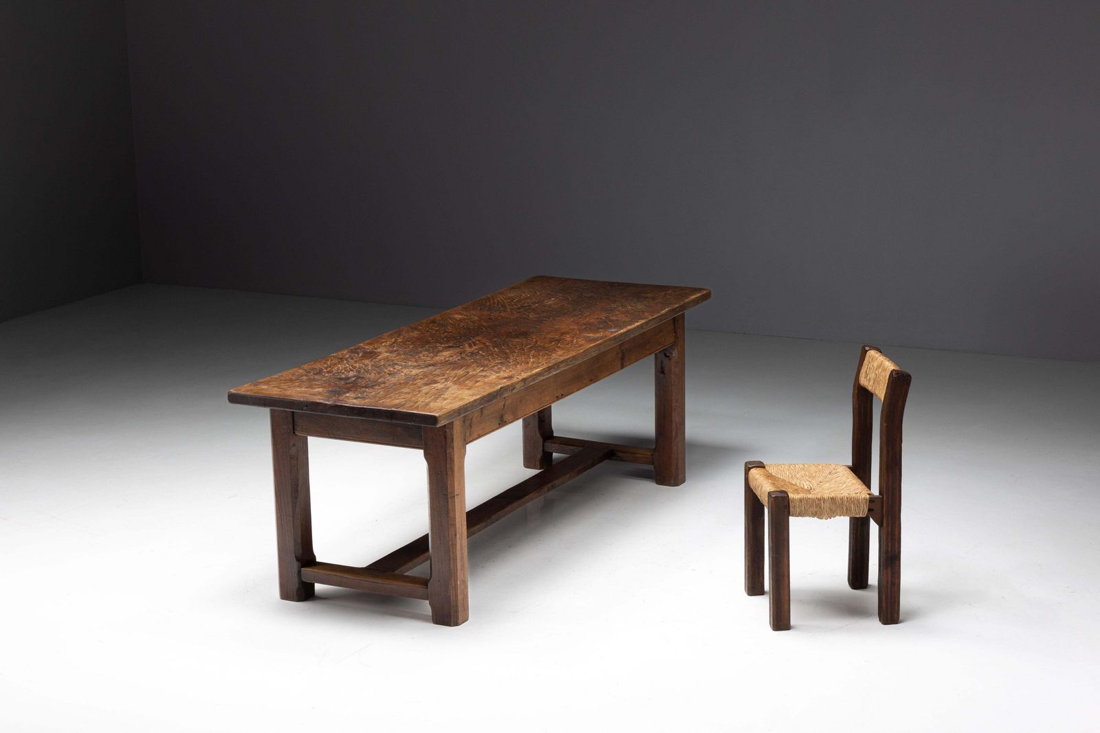 Brutalist Wabi Sabi Dining Table, France, 19th Century photo furniture