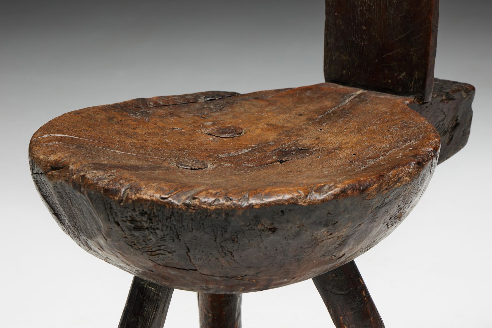 photo furniture Brutalist Wabi Sabi Tripod Alpine Chairs, France, 19th Century