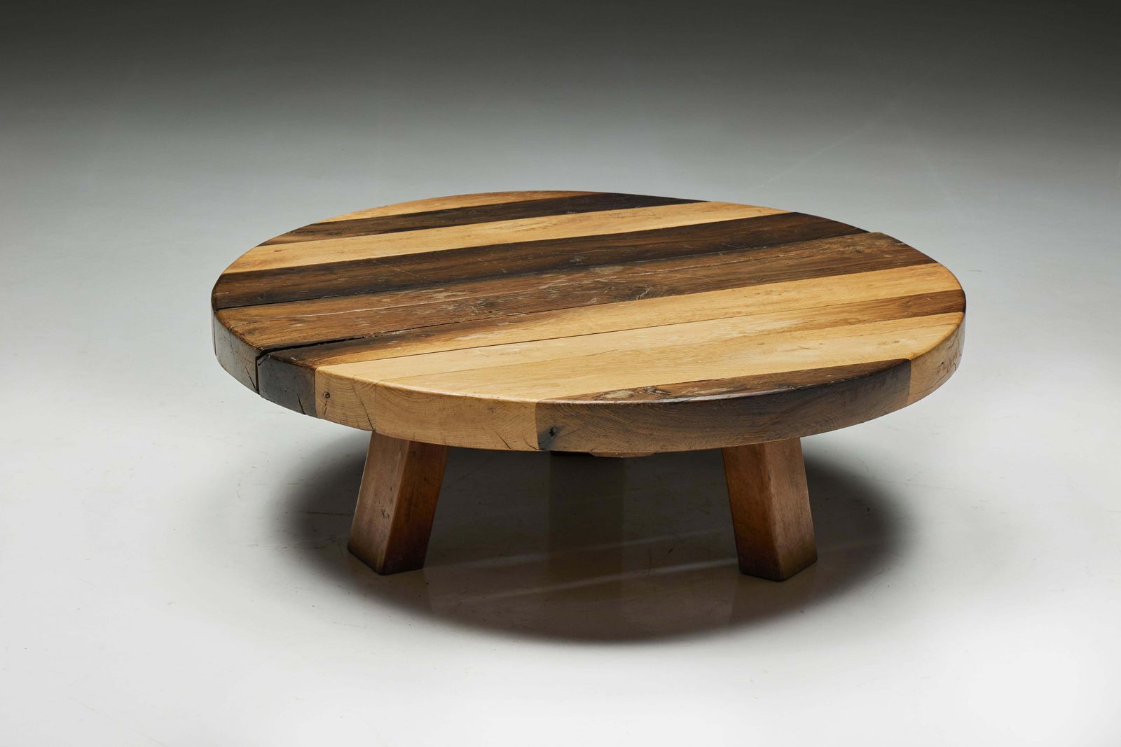 Round Artisan Wooden Coffee Table, France, 1950s photo buy