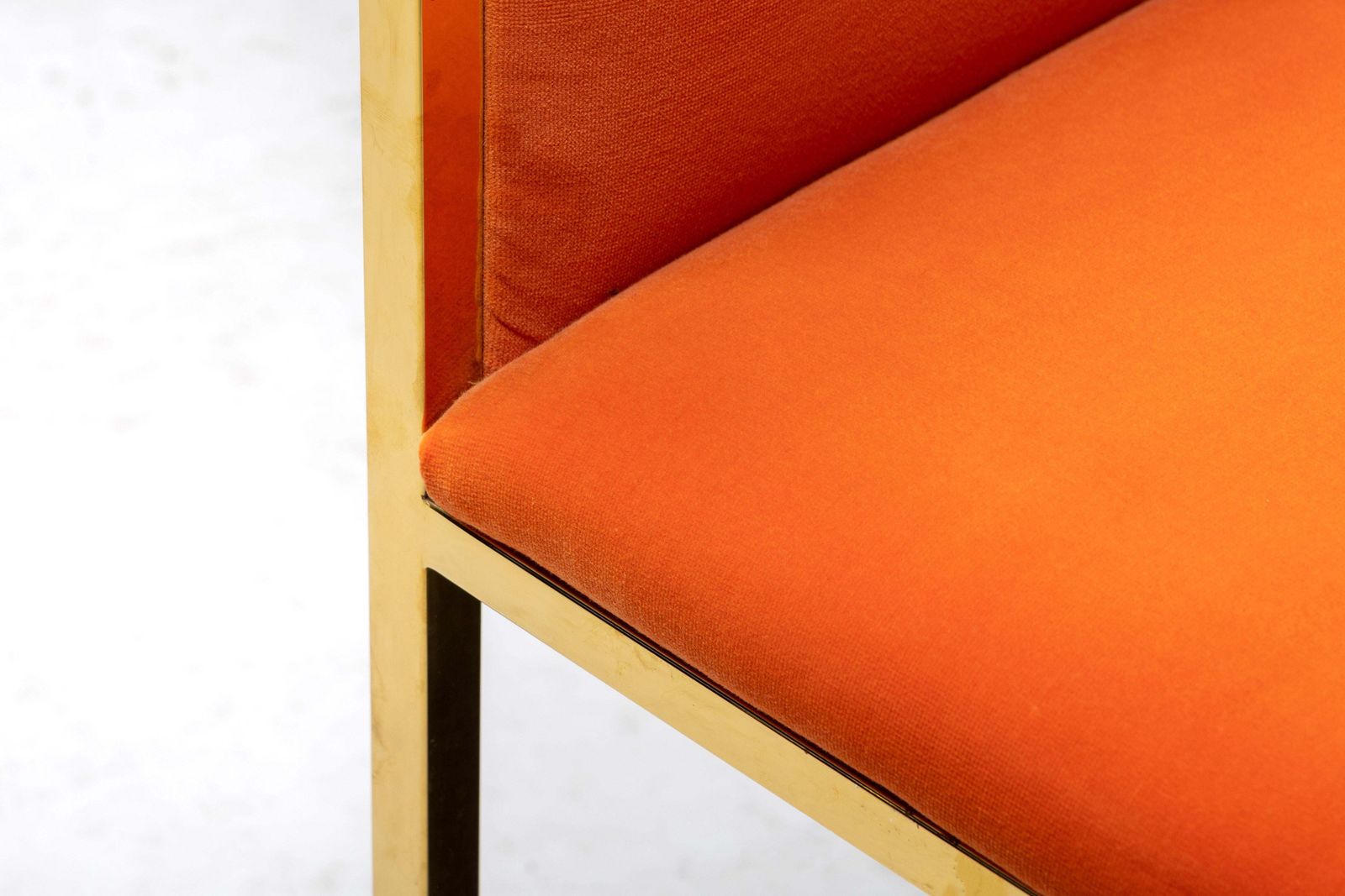 photo buy Maison Jansen Brass And Orange Velvet Armchairs, 1980s
