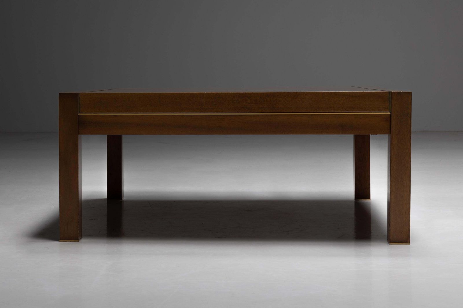Walnut And Brass Coffee Table By Pierre Balmain, France, 1980s photo Furniture