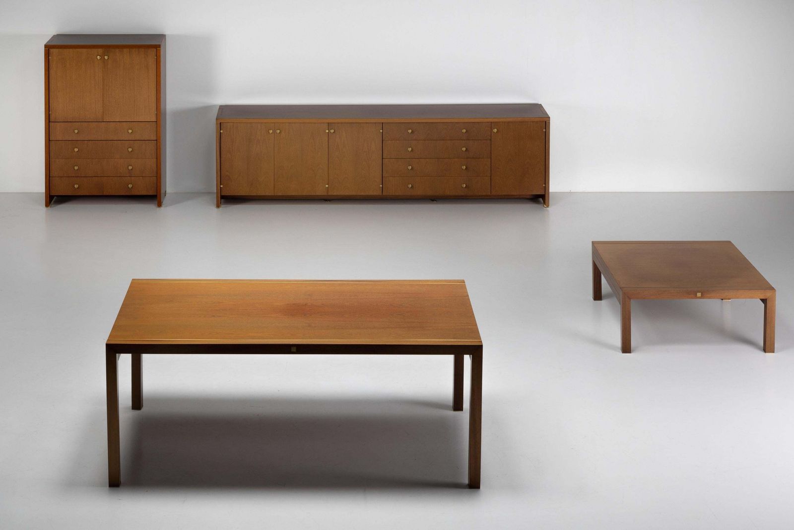 Walnut And Brass Coffee Table By Pierre Balmain, France, 1980s photo buy