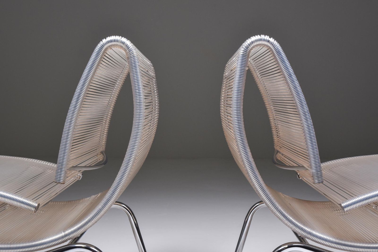Post Modern Pair Of Easy Chairs In Chrome & Plastic Wire, 1960s photo 6791.0