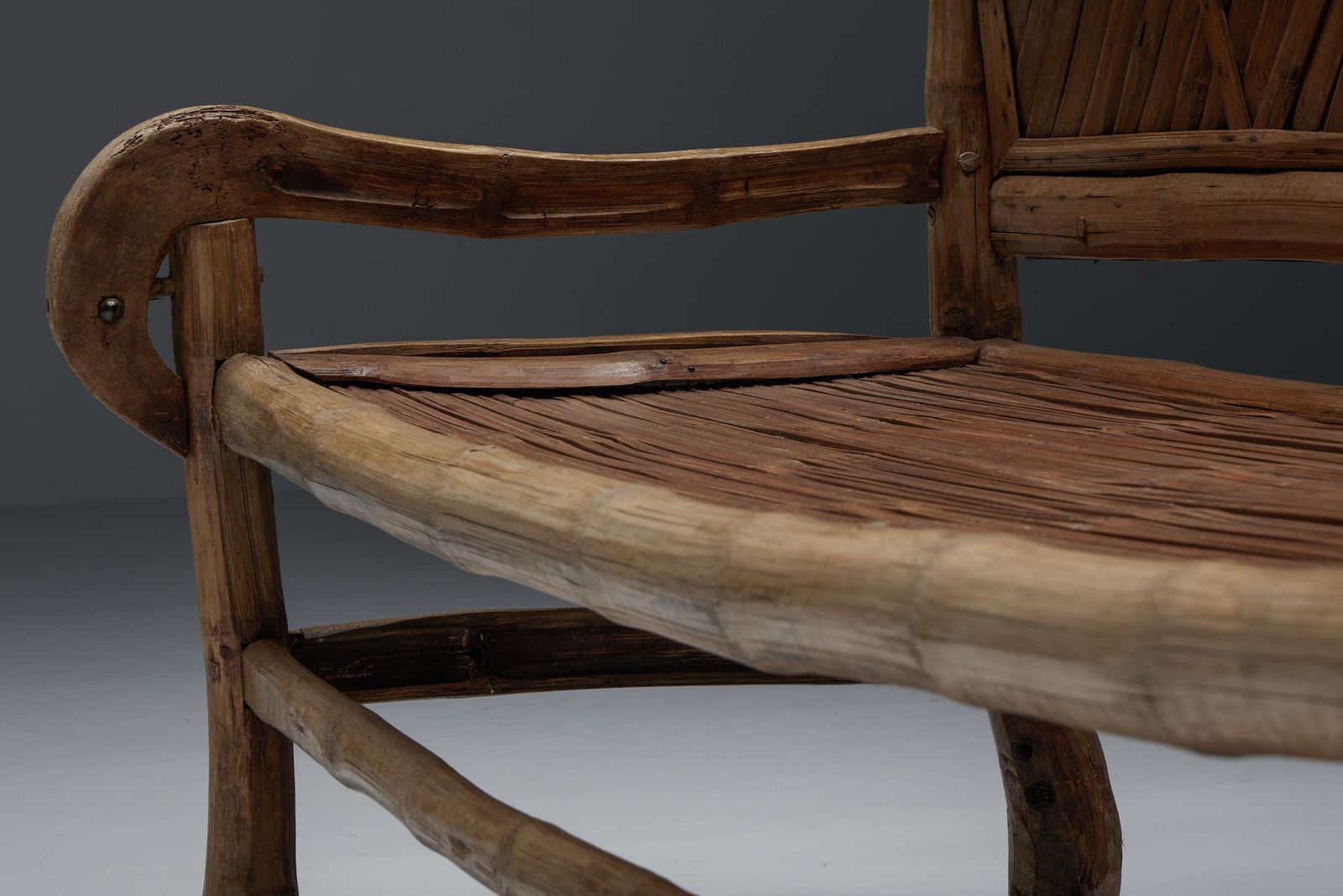 Furniture Oriental Bamboo Sofa Bed, 20th Century photo