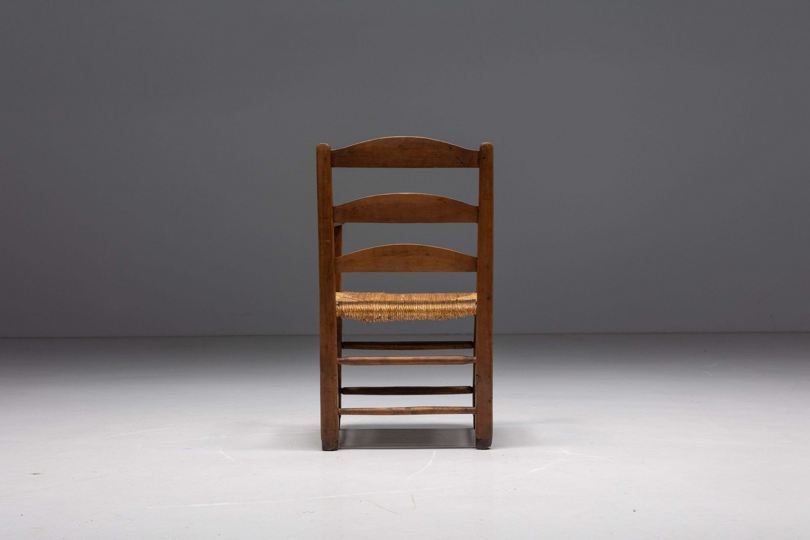 Rustic Armchair In Solid Wood And Straw, France, 1940s photo Furniture