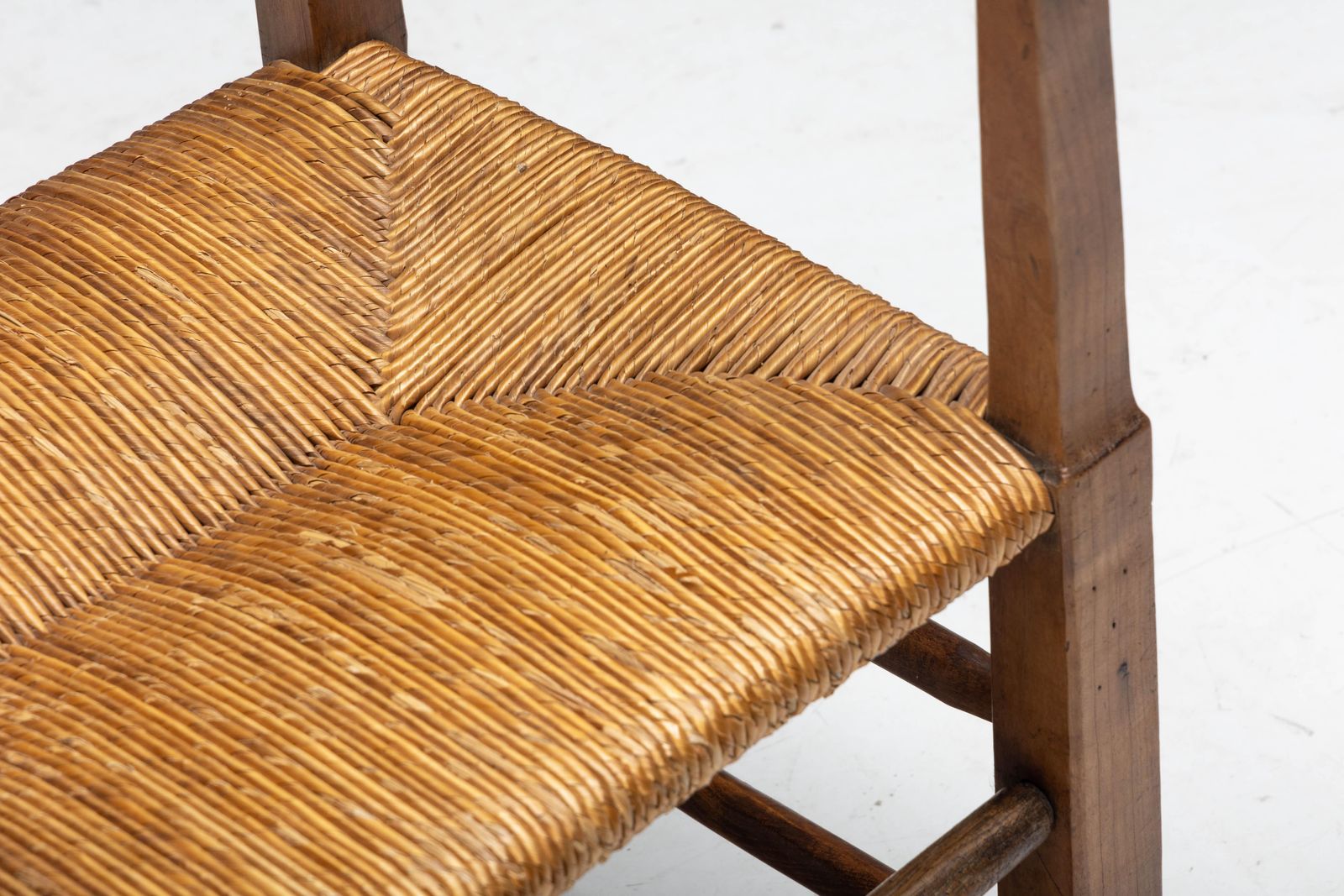 Rustic Armchair In Solid Wood And Straw, France, 1940s photo vinterior