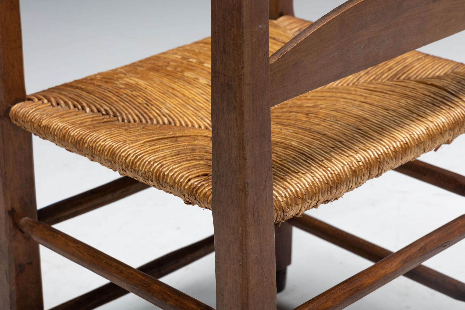 Rustic Armchair In Solid Wood And Straw, France, 1940s photo buy