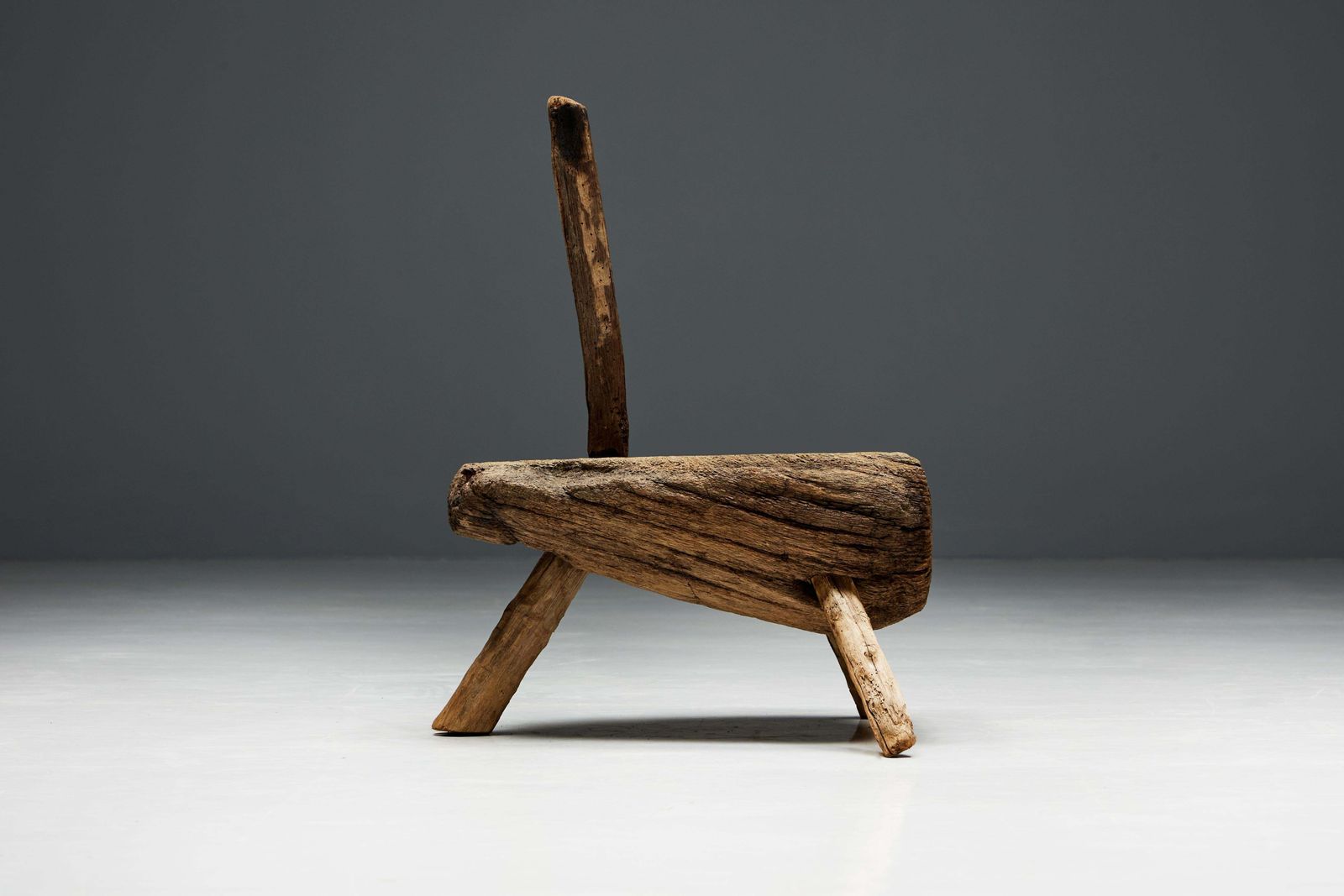 photo furniture Folk Art Monoxylite Tripod Hearth Chair, France, 19th Century