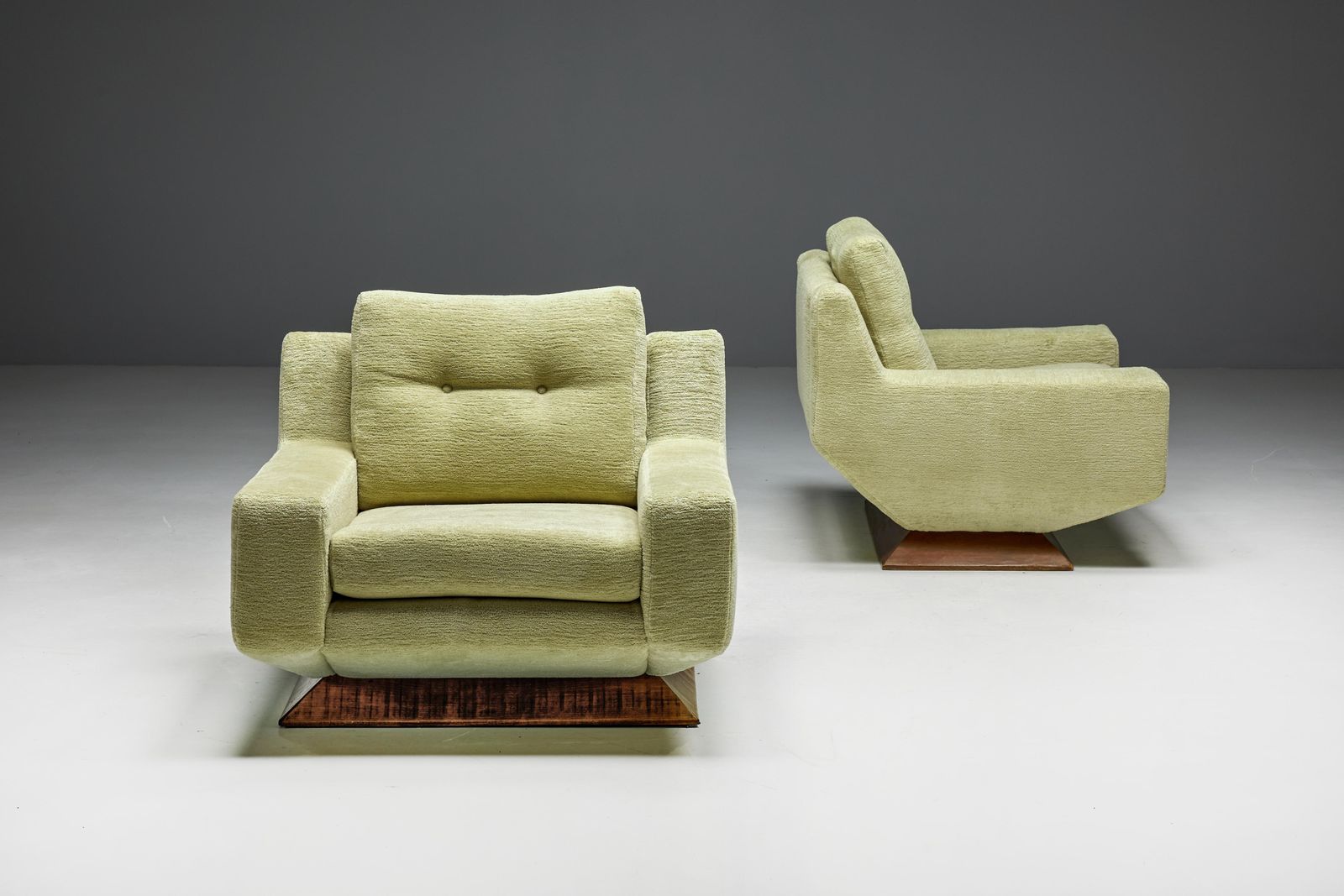 Mid Century Club Chairs In Pierre Frey Chenille, Italy, 1960s photo for sale