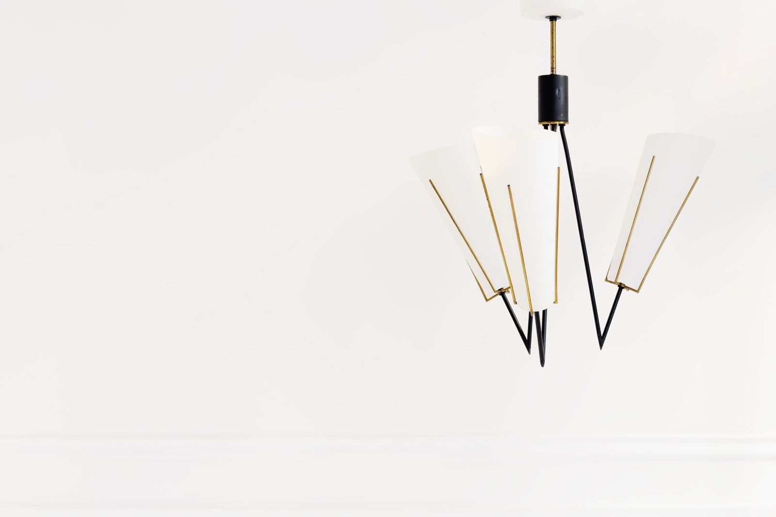 20th Century Scandinavian Suspension Lamp With Three Lights And Opaline Shades, 1960s photo 600.0