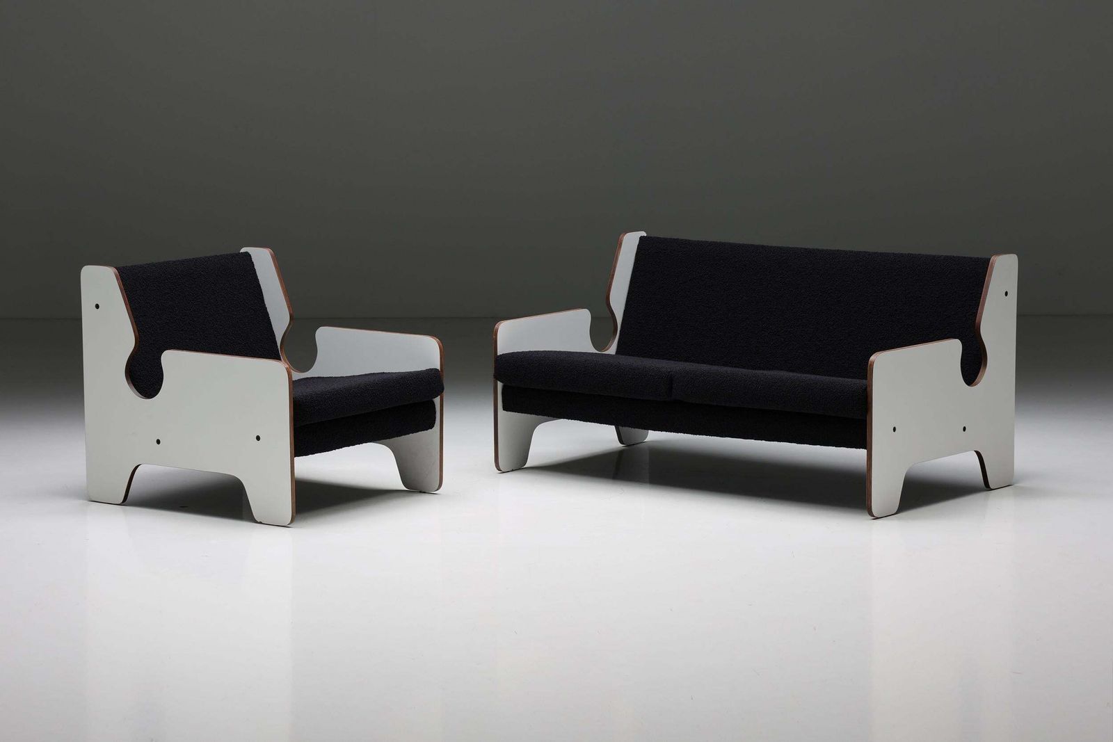 photo buy Post Modern Black & White Lounge Chair, Italy, 1970s