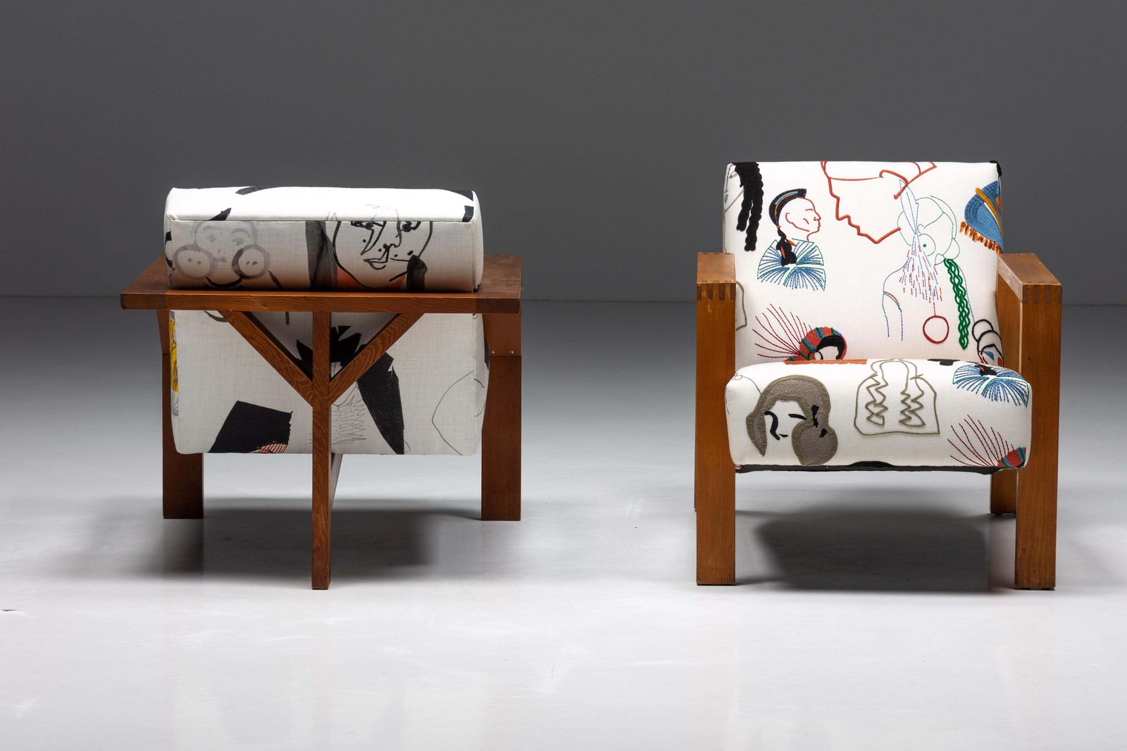 photo vinterior Dutch Modernist Chair In Pierre Frey Fabric, 1960s