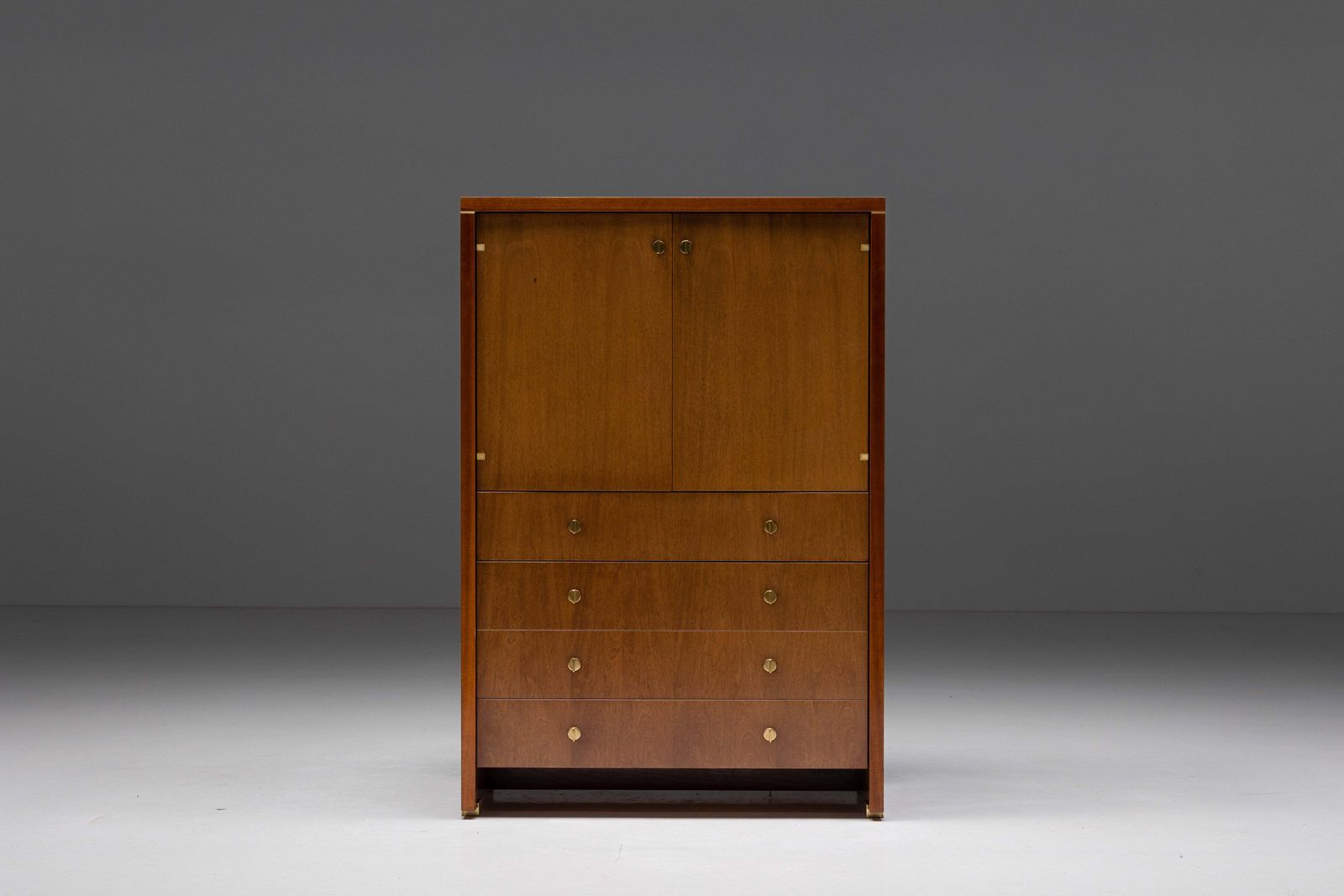 Walnut And Brass Cabinet By Pierre Balmain, France, 1980s