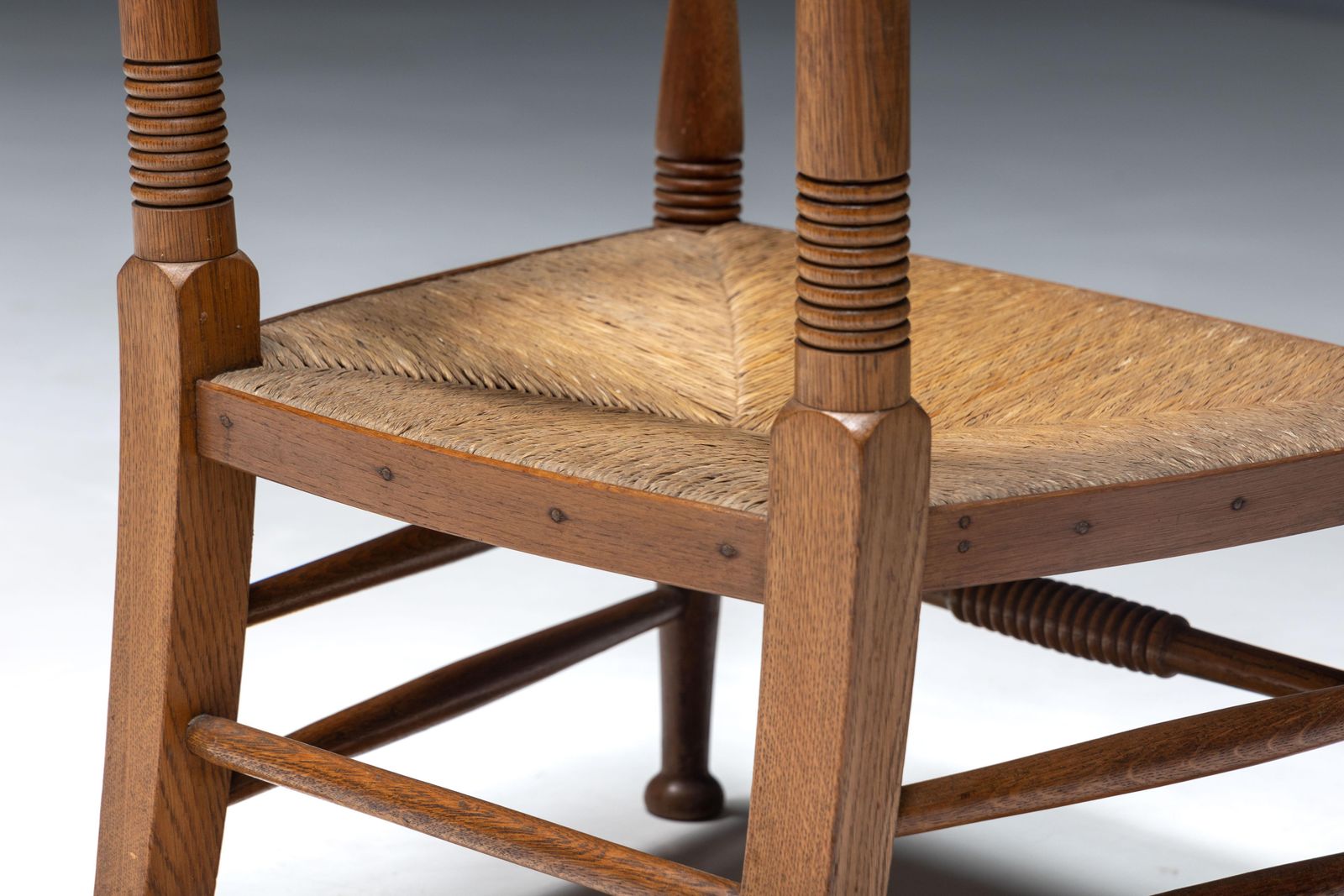 photo for sale Rustic Armchair In Solid Oak And Straw, United Kingdom, 1900s