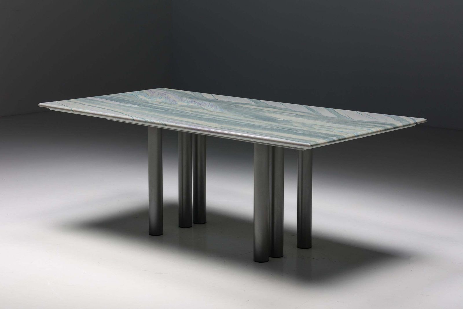 Pia Manu Dining Table In Marble & Steel, 1990s photo furniture