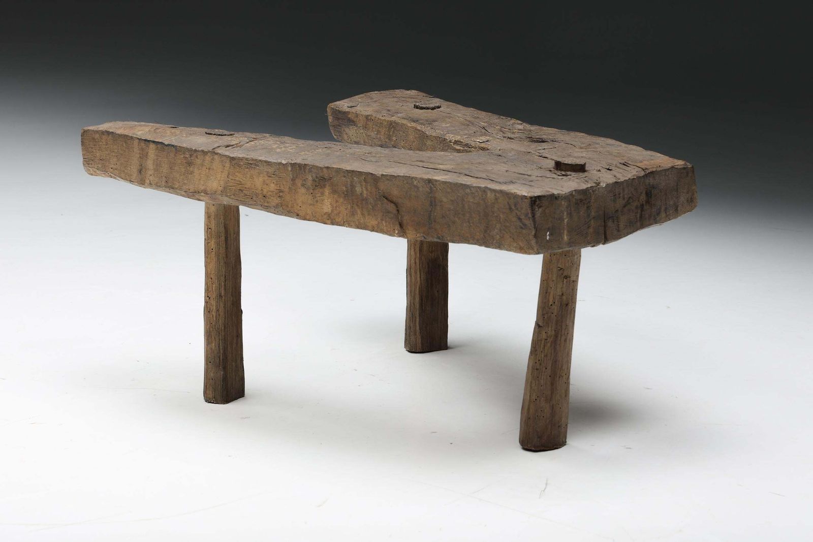 Wabi Sabi Rustic Tripod Stool, Side Table, Auvergne, France, Circa 1900 photo Furniture
