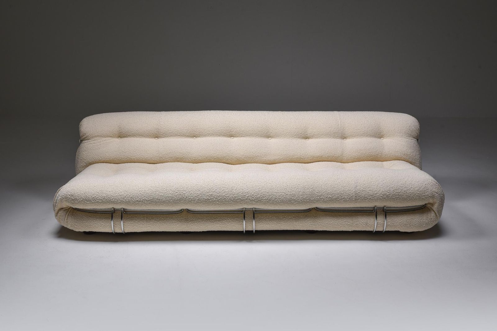 Cassina 'Soriana' Four Seater Sofa By Afra And Tobia Scarpa In Bouclé, 1970's photo for sale