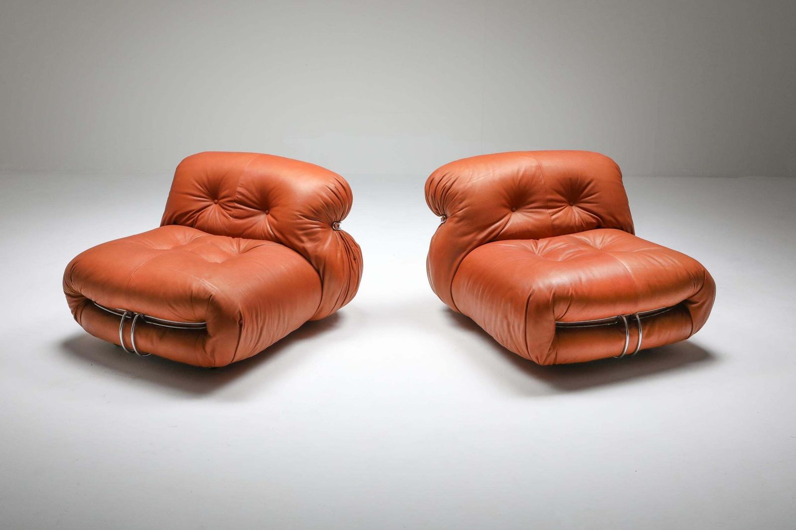Afra And Tobia Scarpa For Cassina 'Soriana' Pair Of Lounge Chairs, 1970's photo for sale