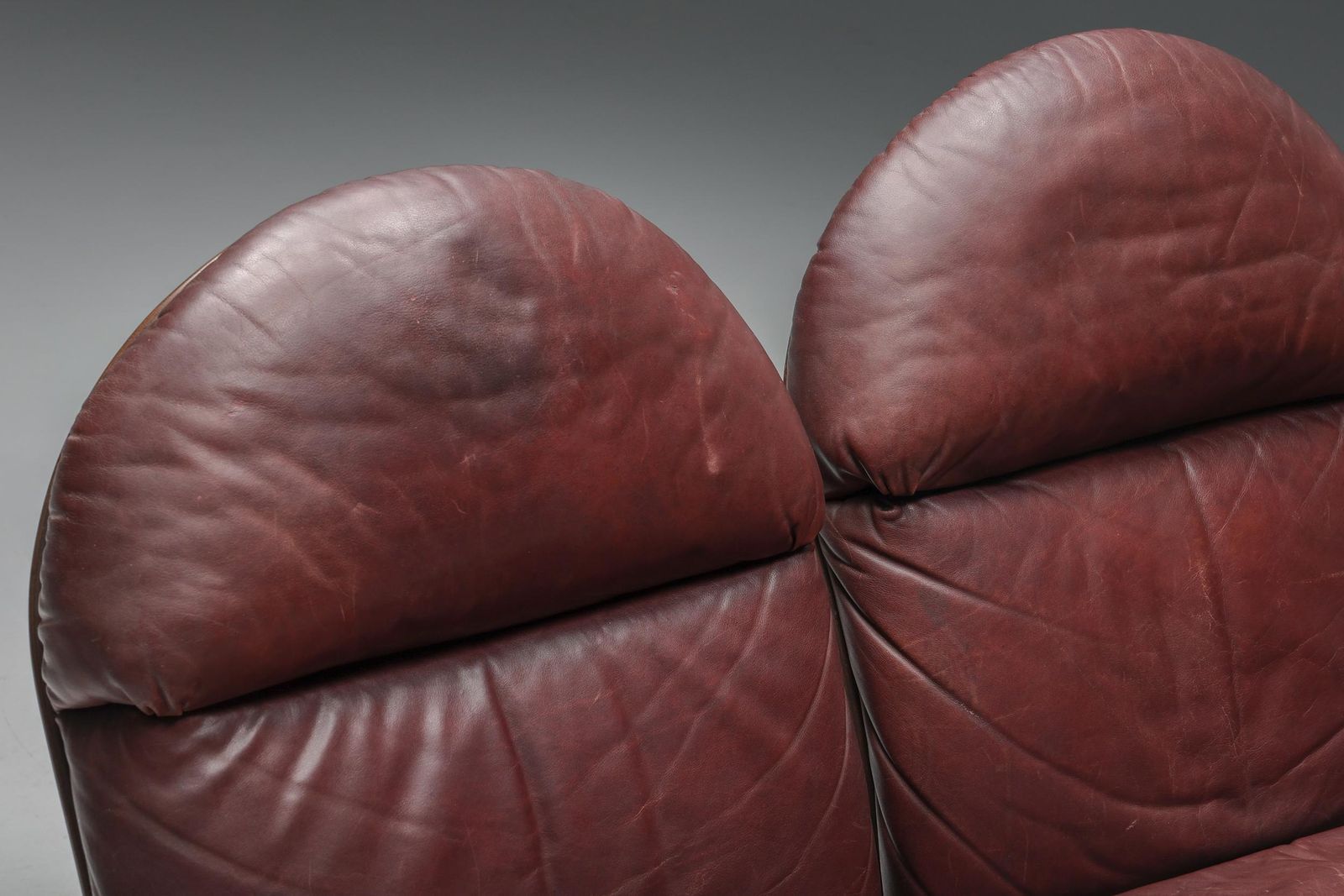 photo for sale Three Seater 'Arcata' By Gae Aulenti, Walnut And Burgundy Leather, 1968