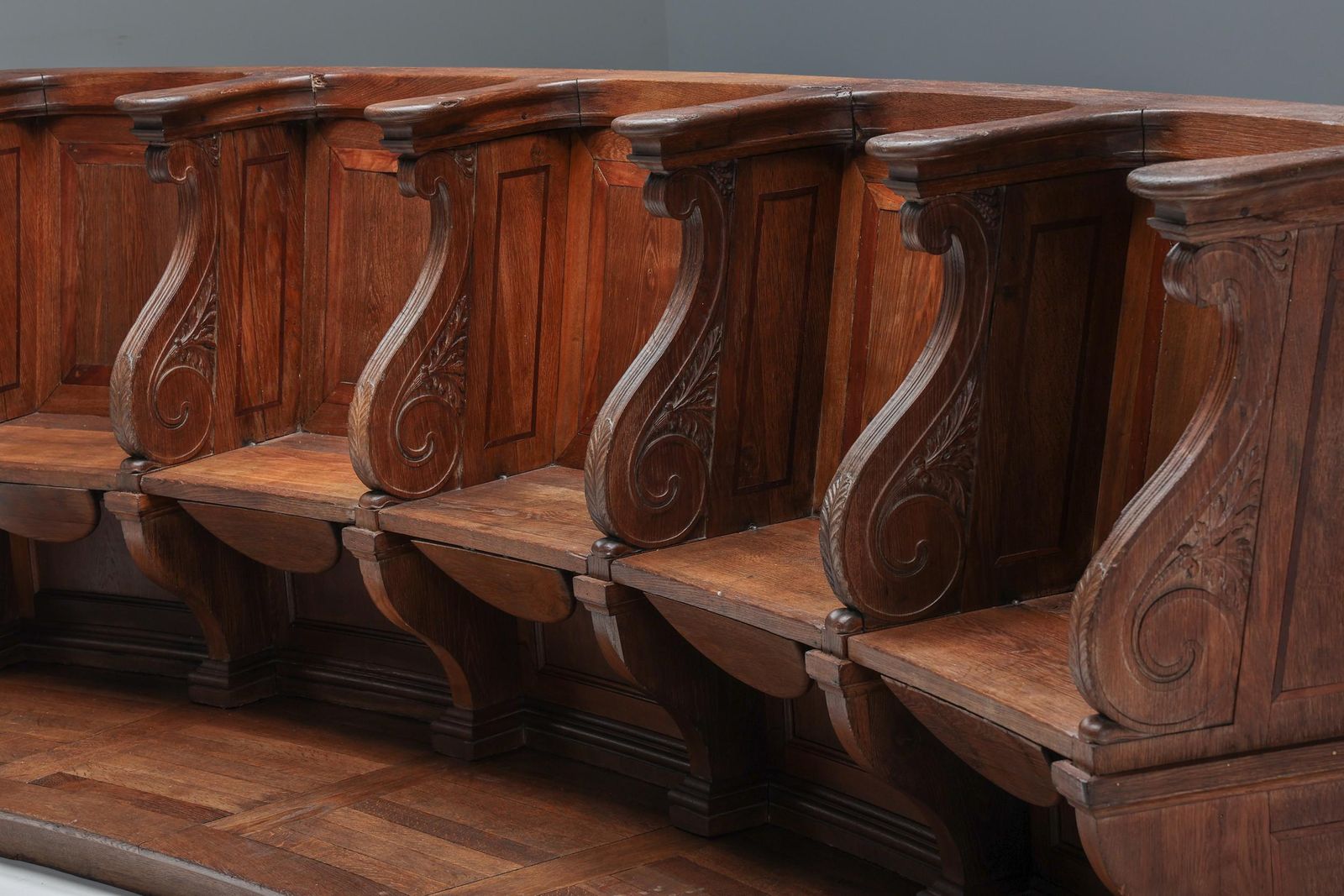 Flemish Oak Church Pew, Belgium, 18th Century photo vintage