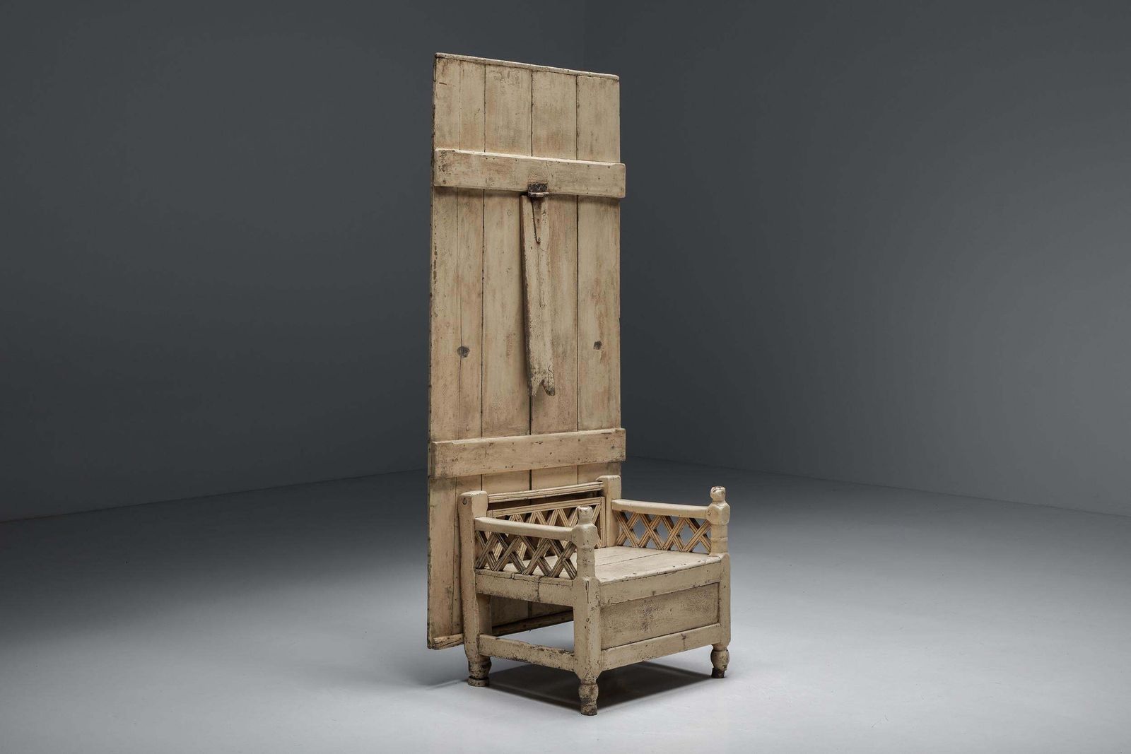 Irish Wooden Settle Chair, 19th Century photo for sale