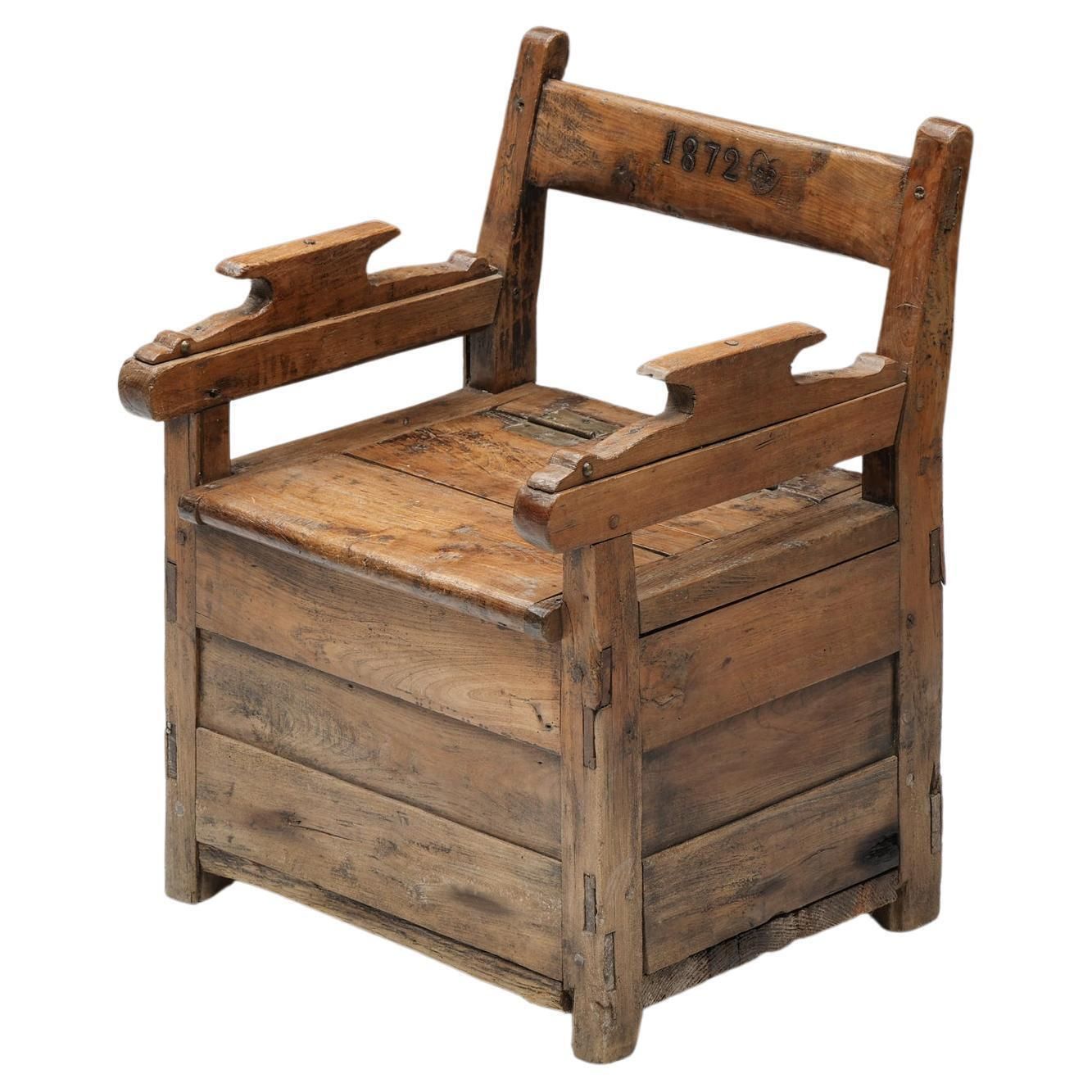 Wooden Armchair With Storing Space, France, 1872