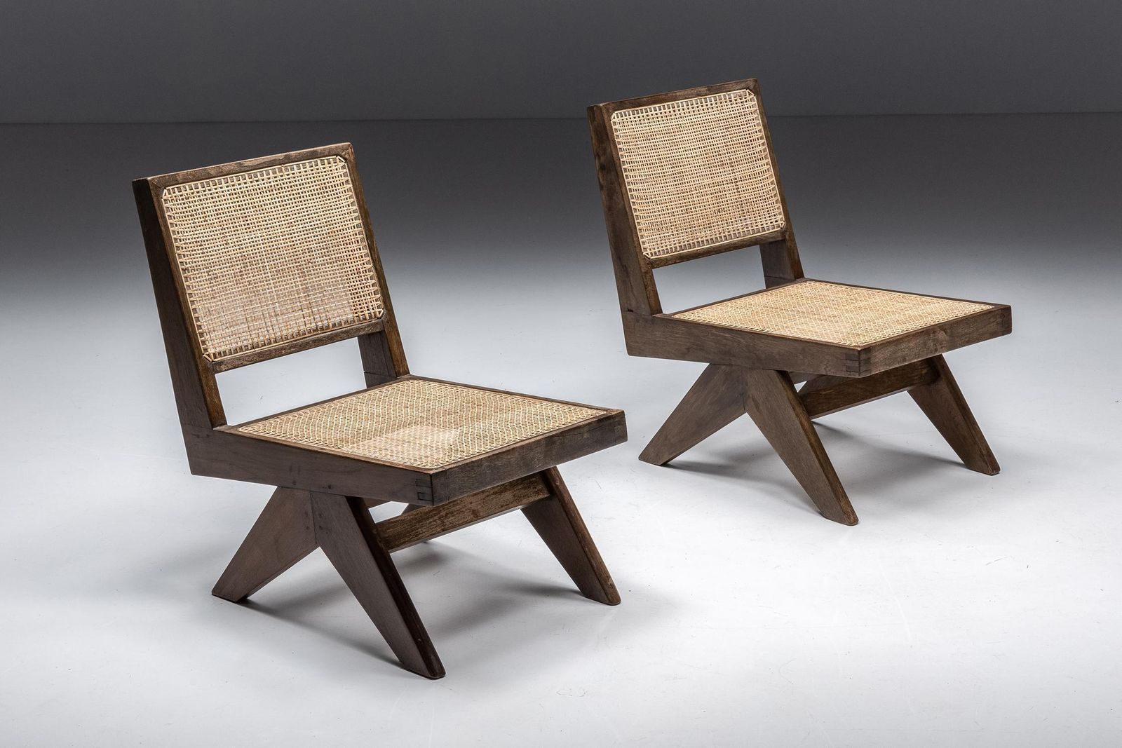 Armless Easy Chair By Pierre Jeanneret Rattan, Teak & Wood, Chandigarh, 1960s photo Furniture